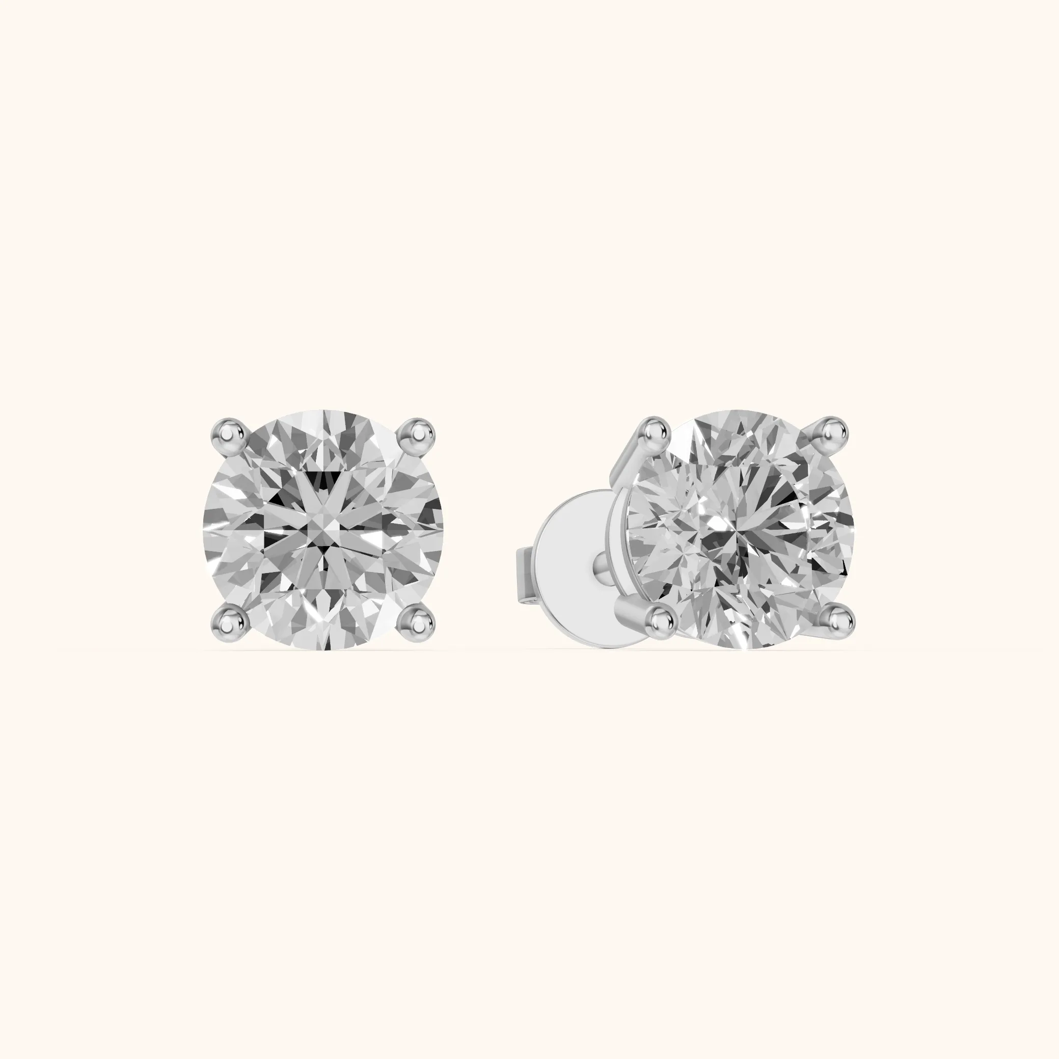Four Prong Round Diamond Stud Earrings in White Gold — view 1