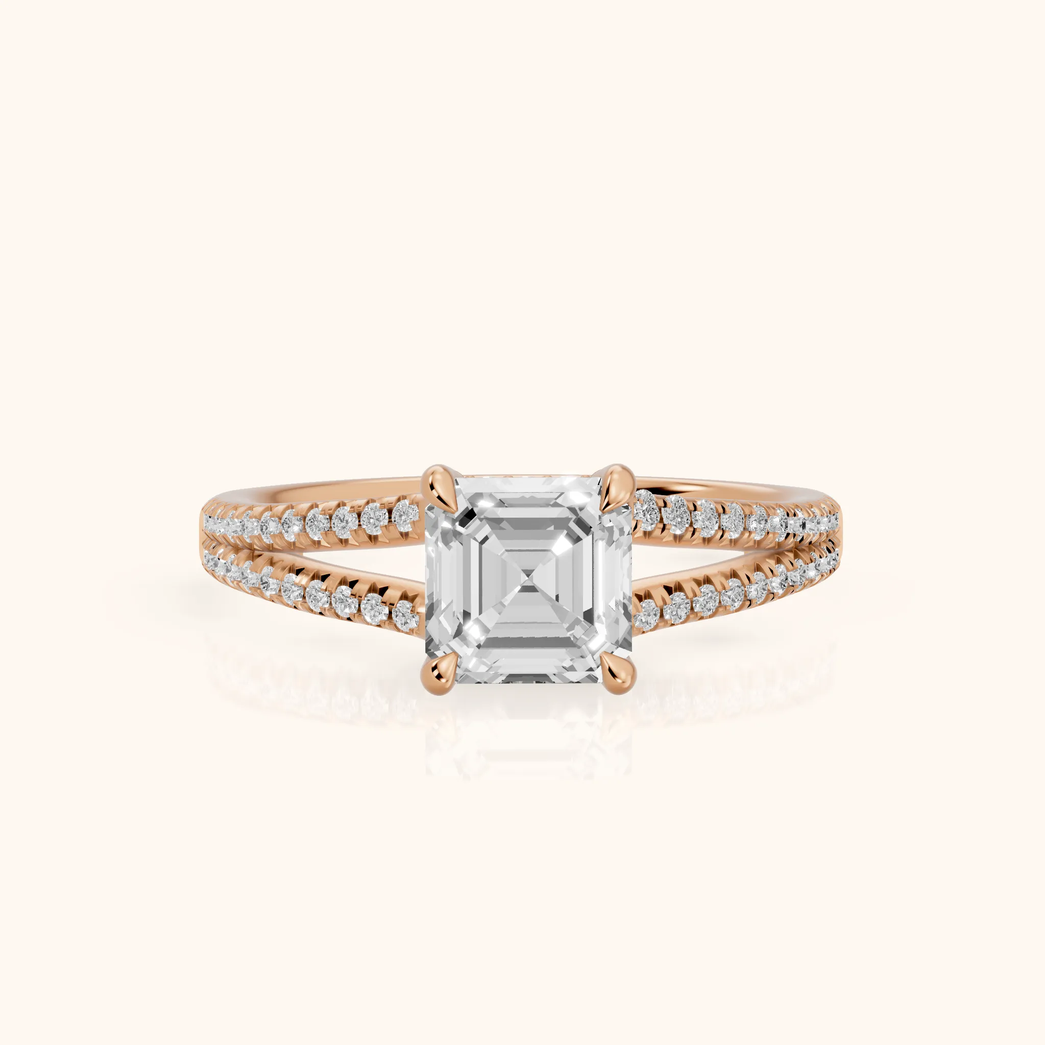 Bague de Fiançailles Solitaire Diamant Asscher « Eternal Embrace » en Or Rose — view 1