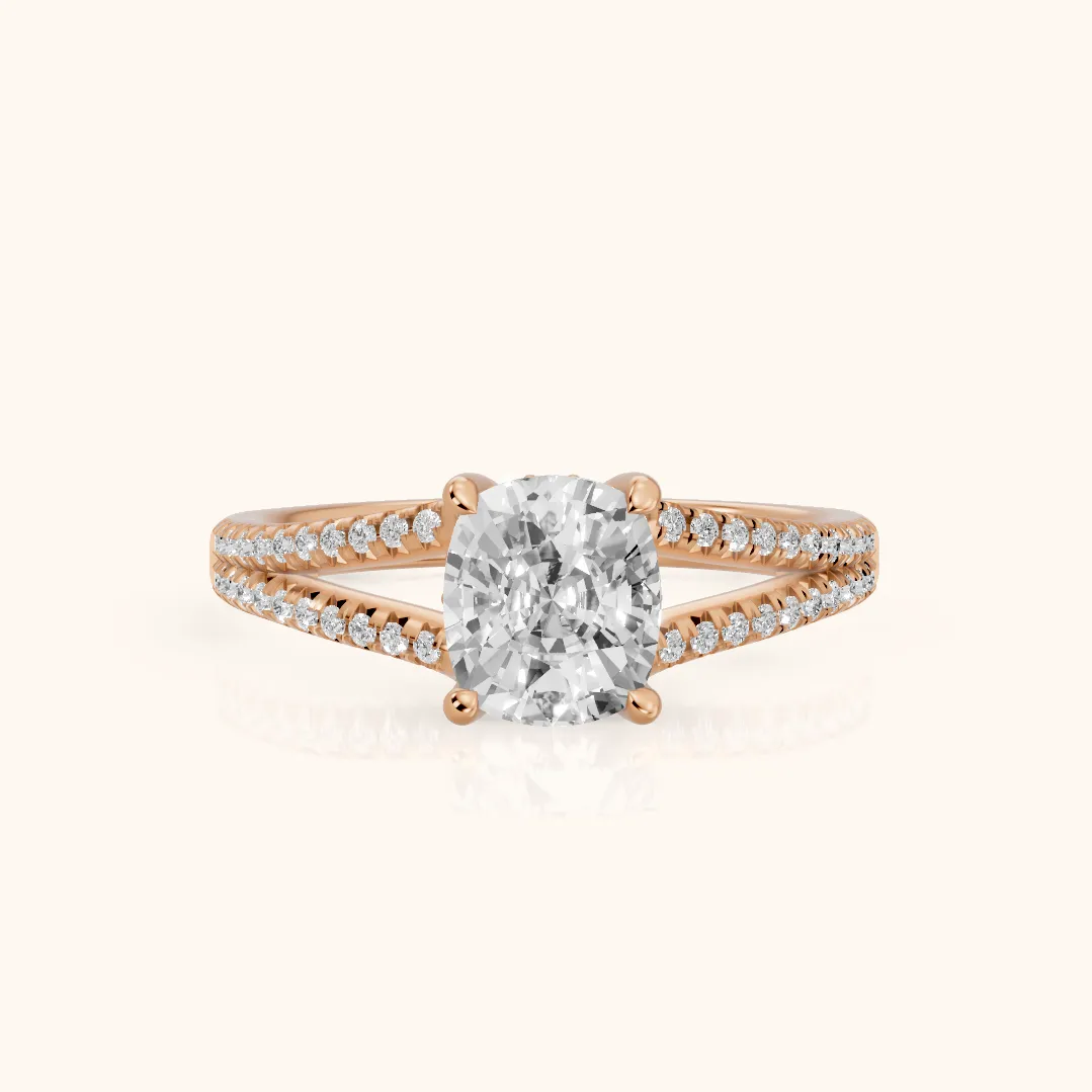 Eternal Embrace Solitaire Cushion Diamond Engagement Ring in Rose Gold
