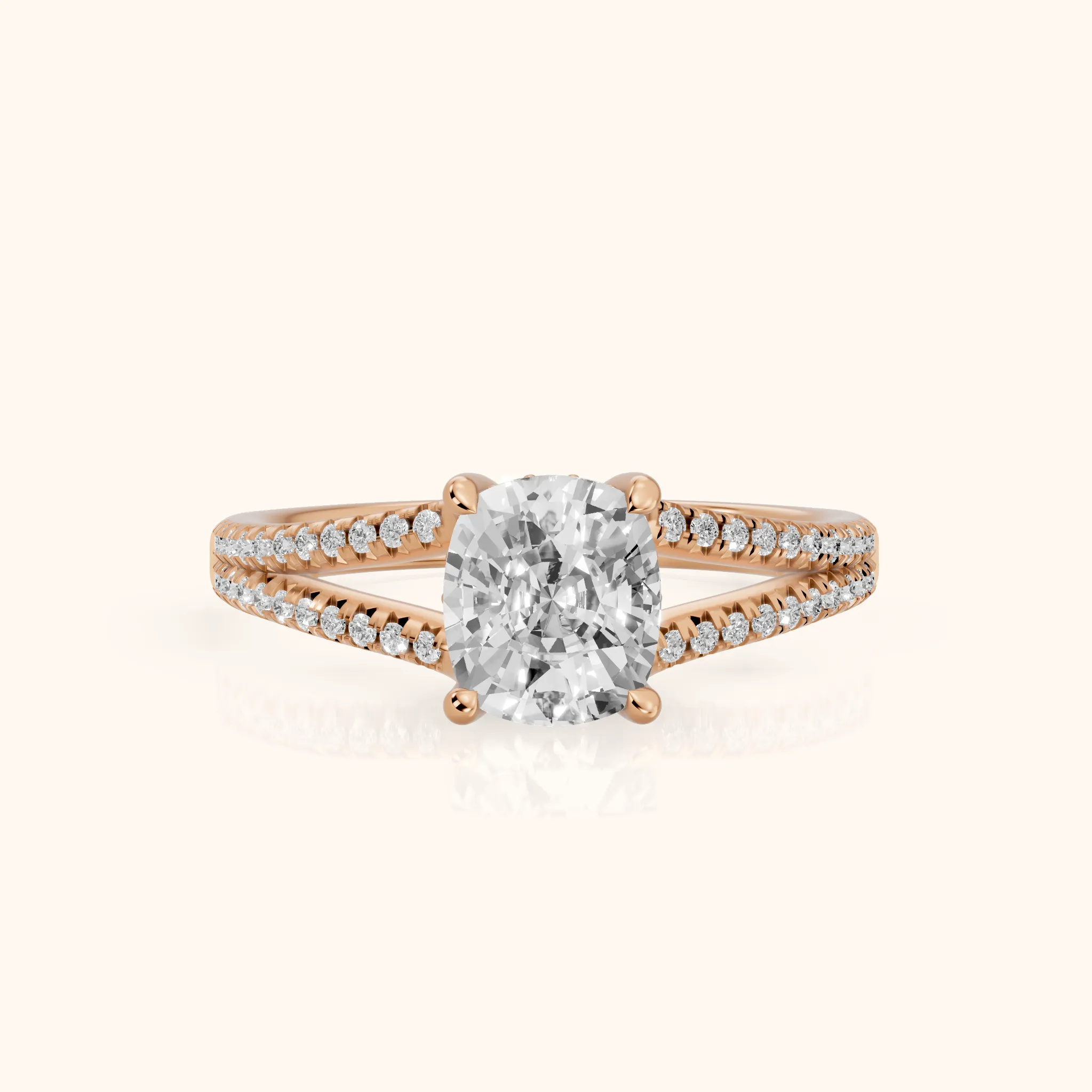 Eternal Embrace Solitaire Cushion Diamond Engagement Ring in Rose Gold — view 1