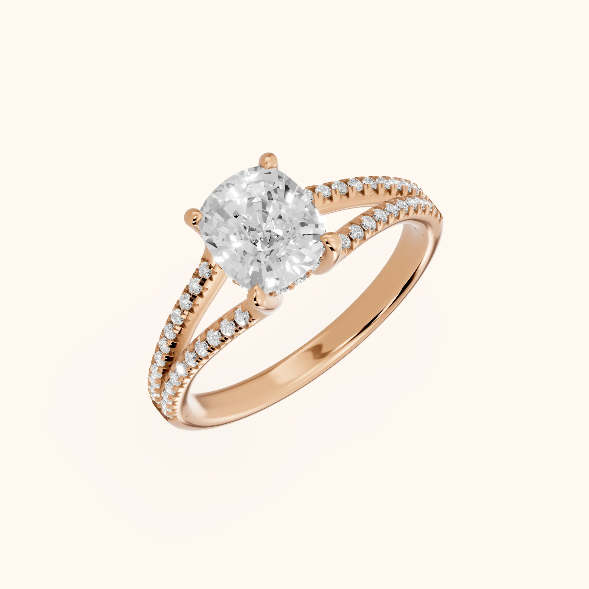 Eternal Embrace Solitaire Cushion Diamond Engagement Ring in Rose Gold