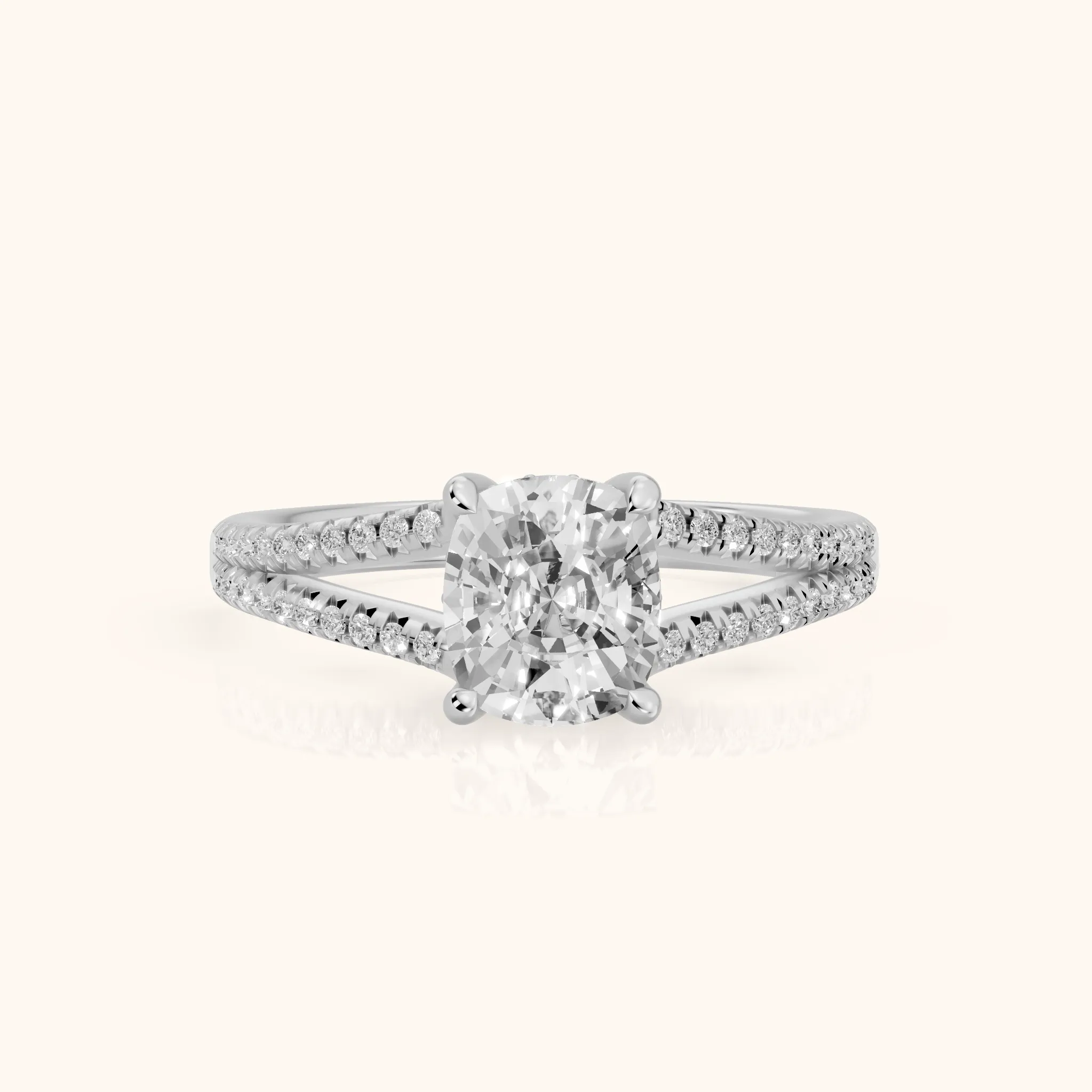 Eternal Embrace Solitaire Cushion Diamond Engagement Ring in Silver — view 1