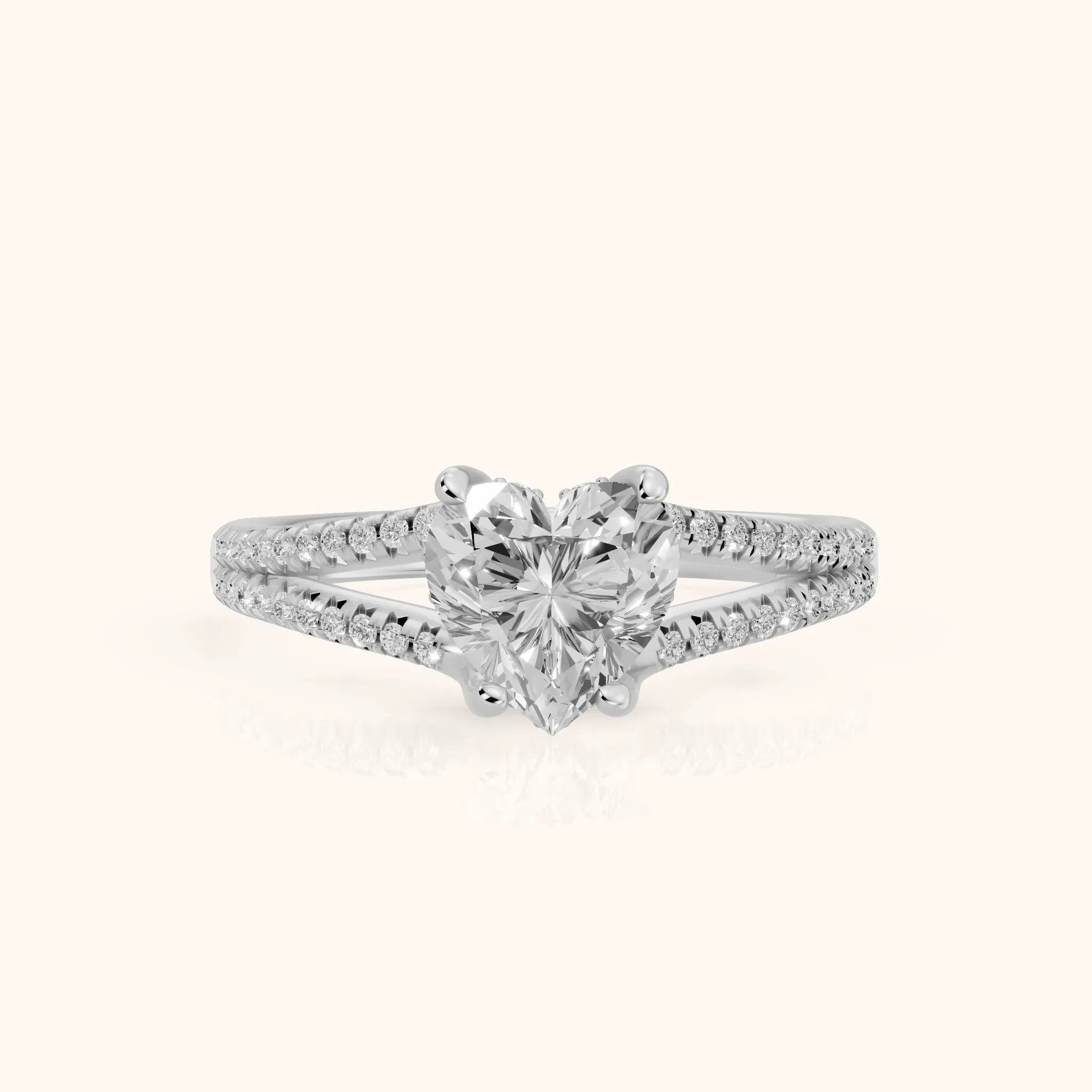 Eternal Embrace Solitaire Heart Diamond Engagement Ring in Silver — view 1