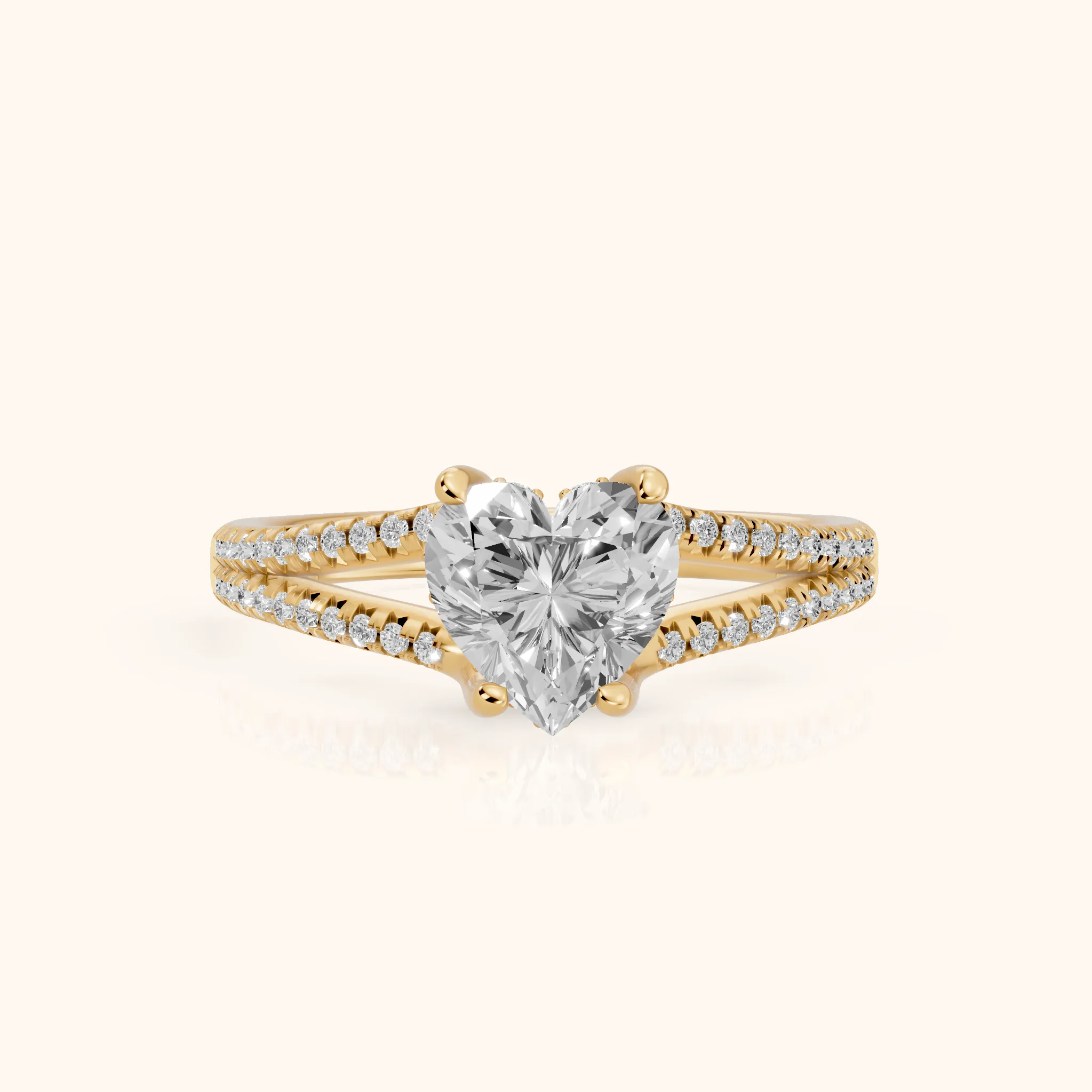 Bague de Fiançailles Solitaire Cœur Diamant Étreinte Éternelle en Or Jaune — view 1
