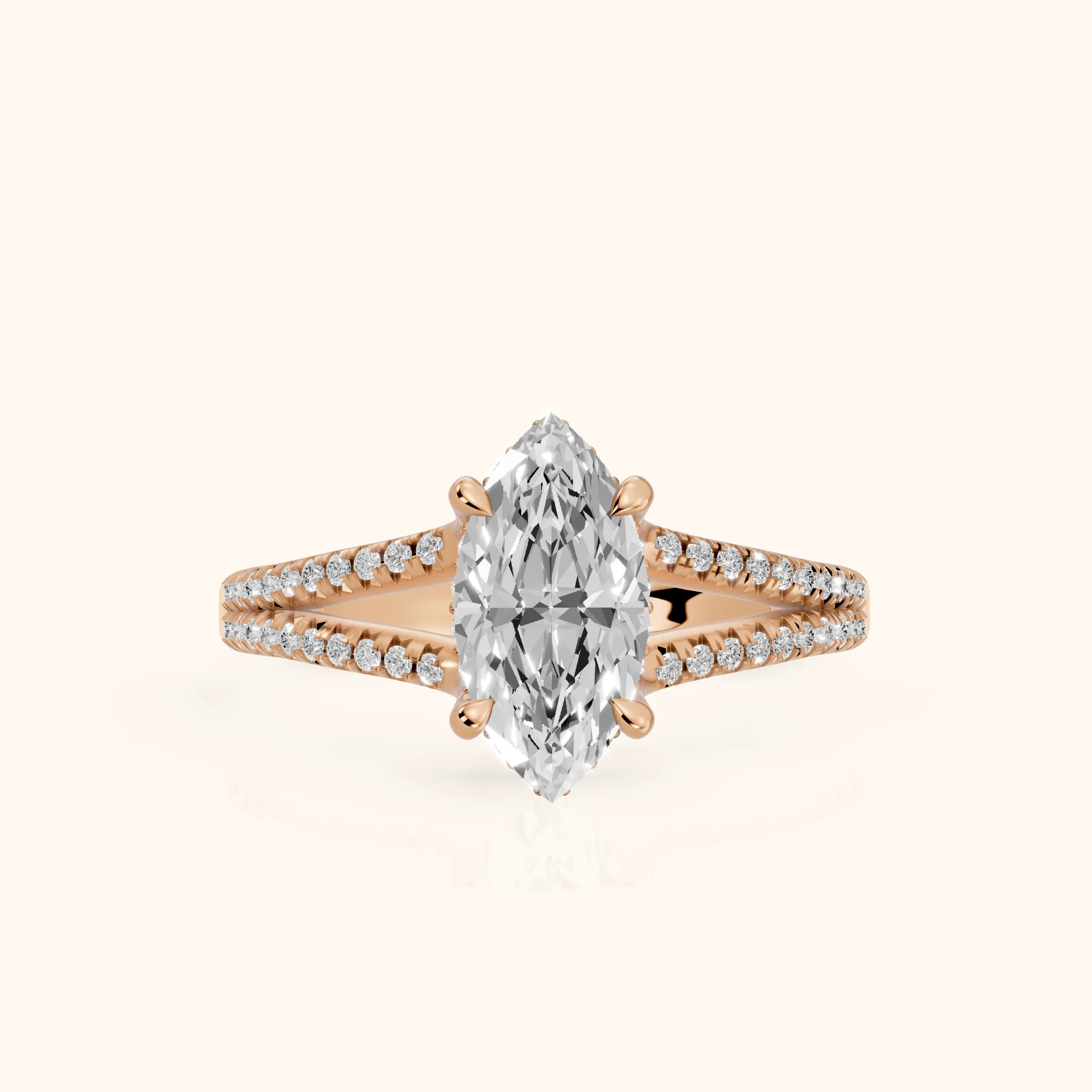 Eternal Embrace Solitaire Marquise Diamond Engagement Ring in Rose Gold — view 1