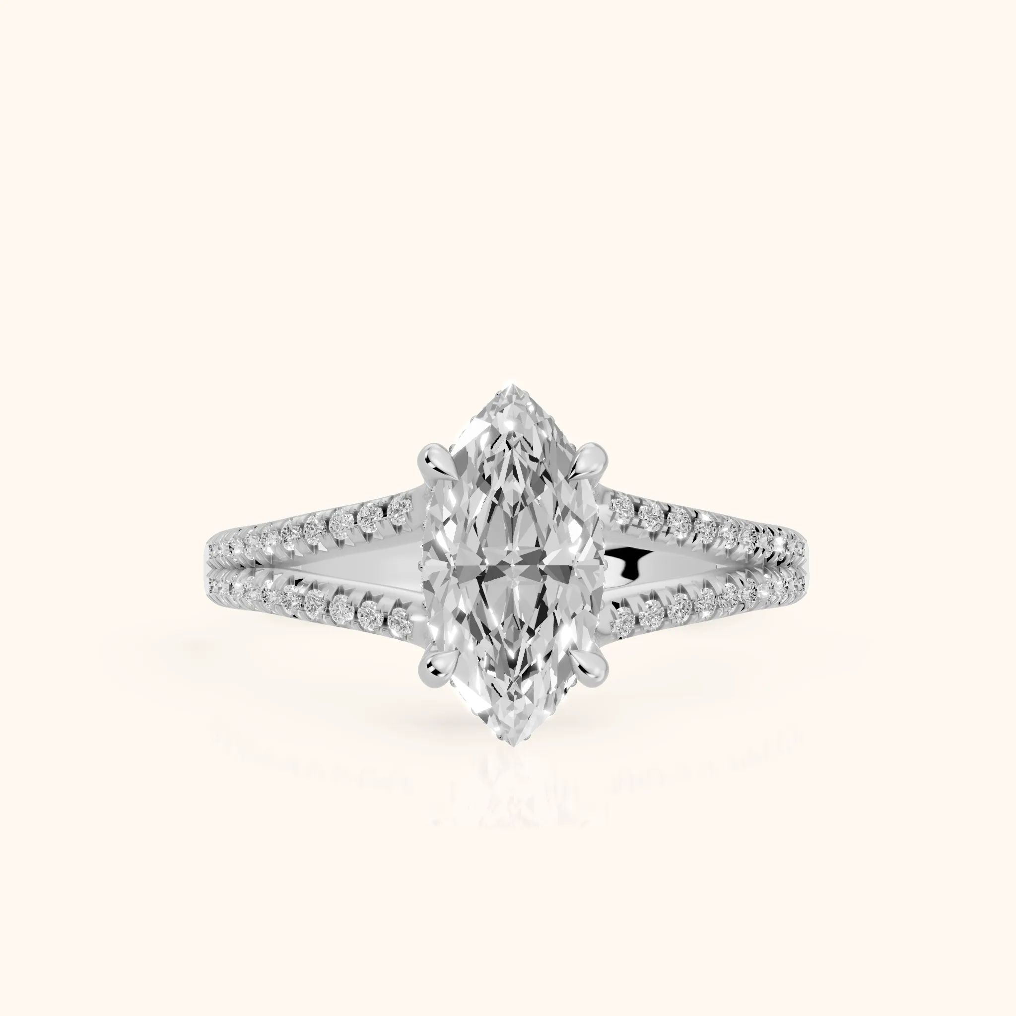 Eternal Embrace Solitaire Marquise Diamond Engagement Ring in Silver — view 1