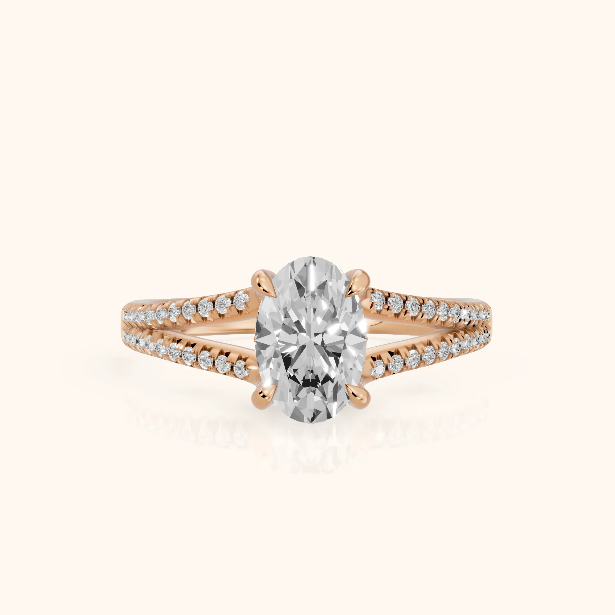 Eternal Embrace Solitaire Oval Diamond Engagement Ring in Rose Gold — view 1