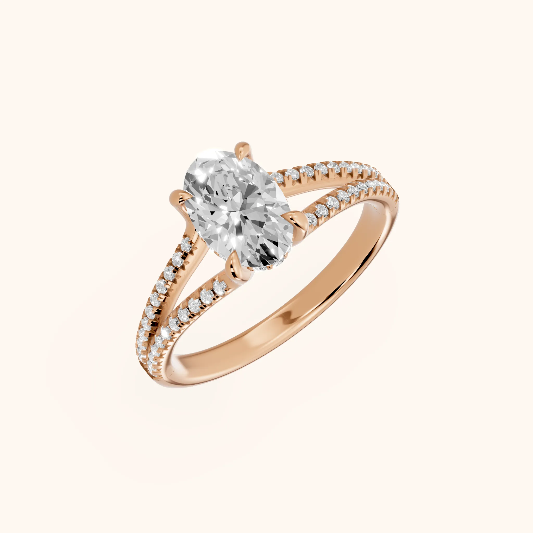 Eternal Embrace Solitaire Oval Diamond Engagement Ring in Rose Gold