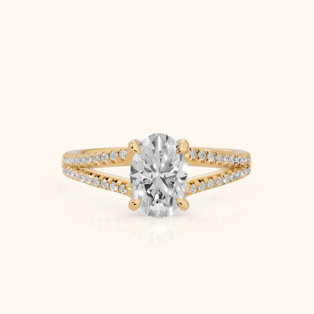 Bague de Fiançailles Solitaire Ovale Diamant « Étreinte Éternelle » en Or Jaune