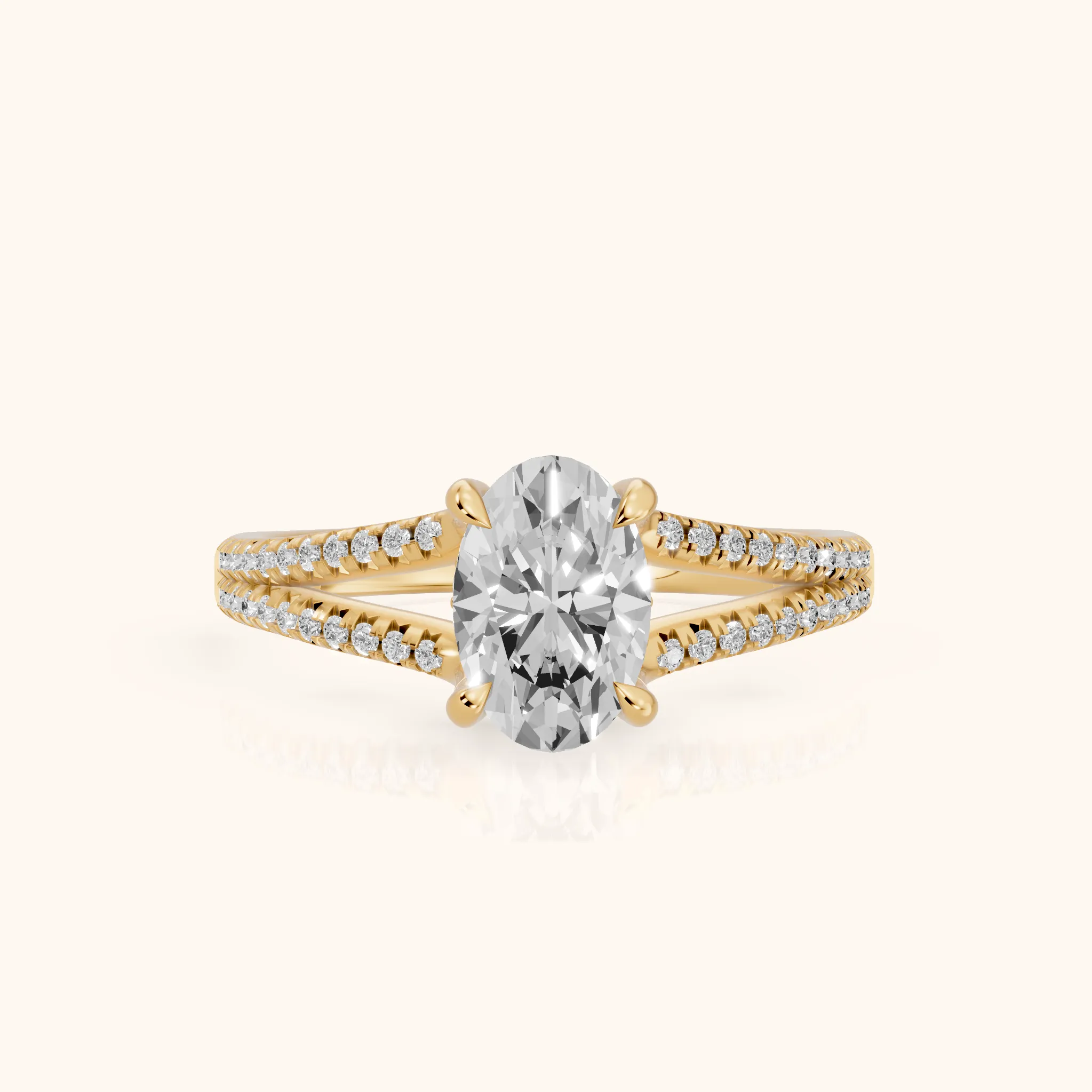 Eternal Embrace Solitaire Oval Diamond Engagement Ring in Yellow Gold — view 1