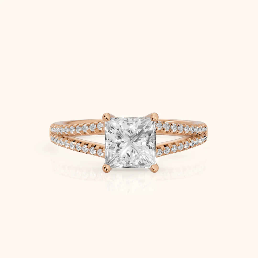 Bague de Fiançailles en Diamant « Étreinte Éternelle » pour Princesse en Or Rose