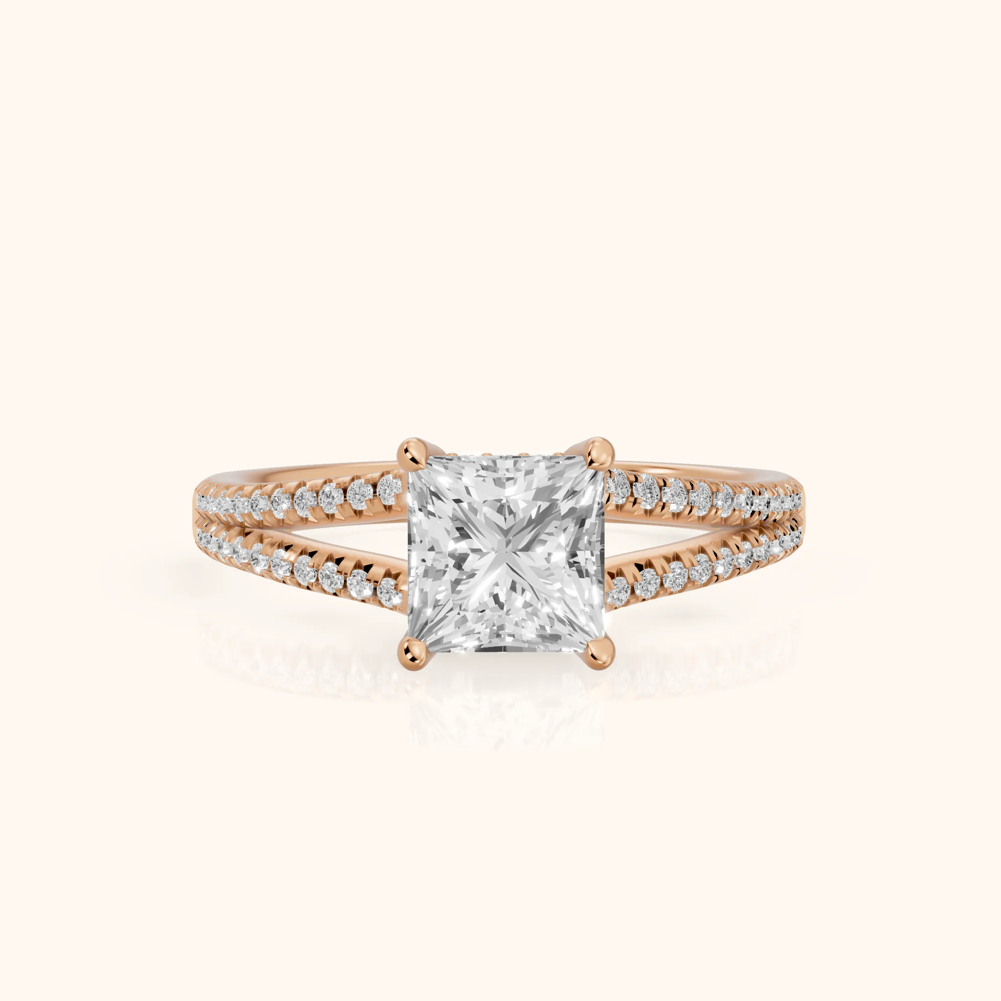 Bague de Fiançailles en Diamant « Étreinte Éternelle » pour Princesse en Or Rose — view 1