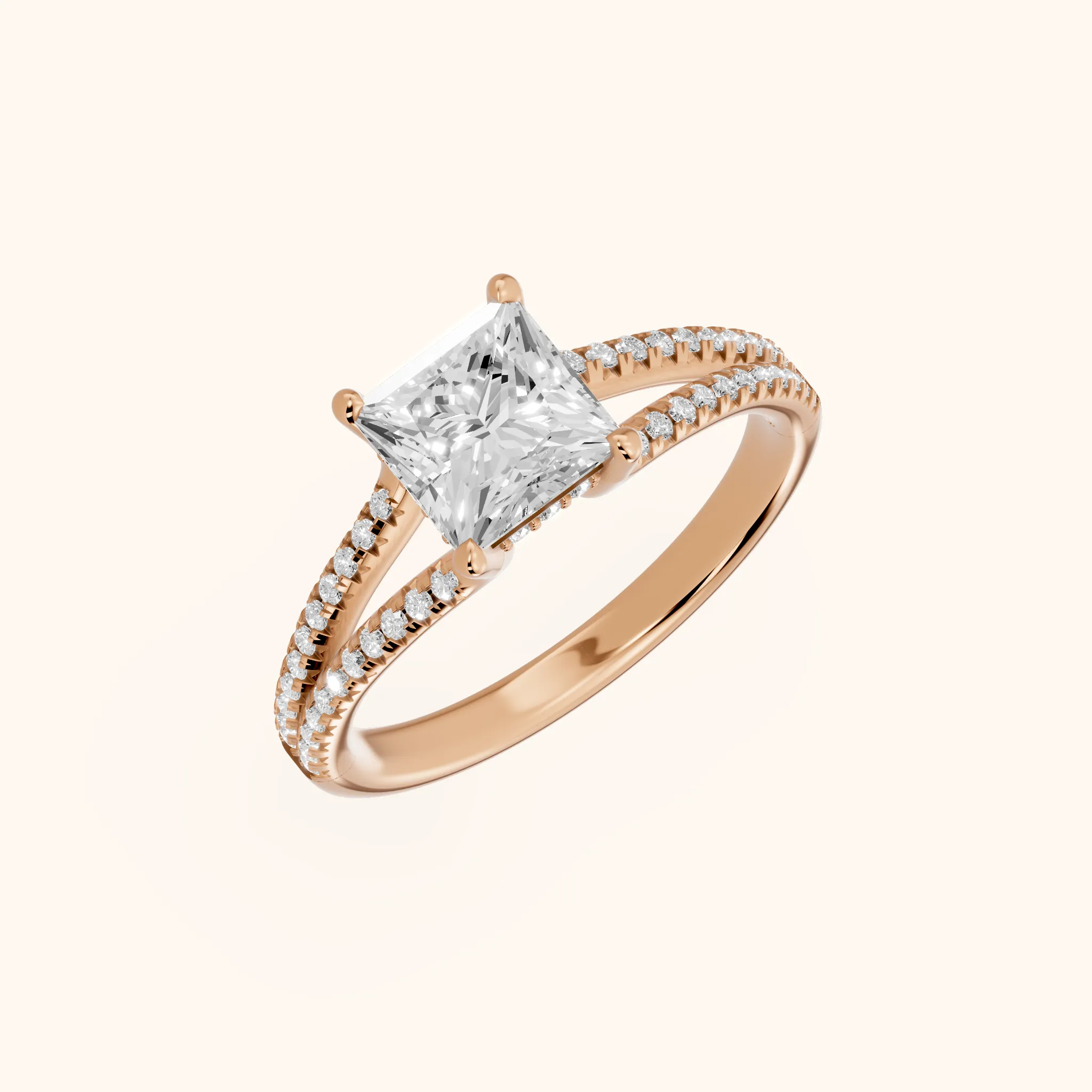 Bague de Fiançailles en Diamant « Étreinte Éternelle » pour Princesse en Or Rose