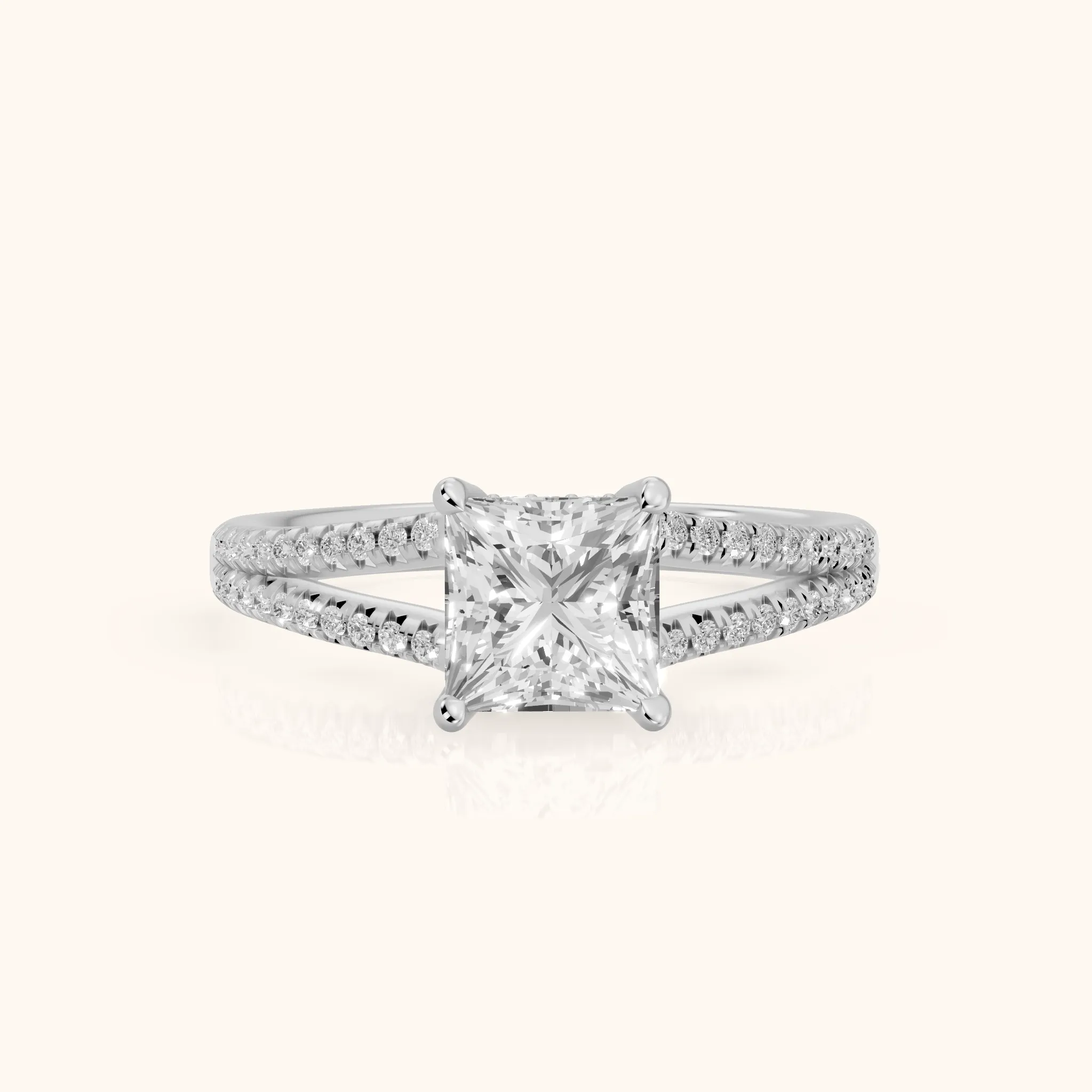 Eternal Embrace Princess Diamond Engagement Ring in Silver — view 1