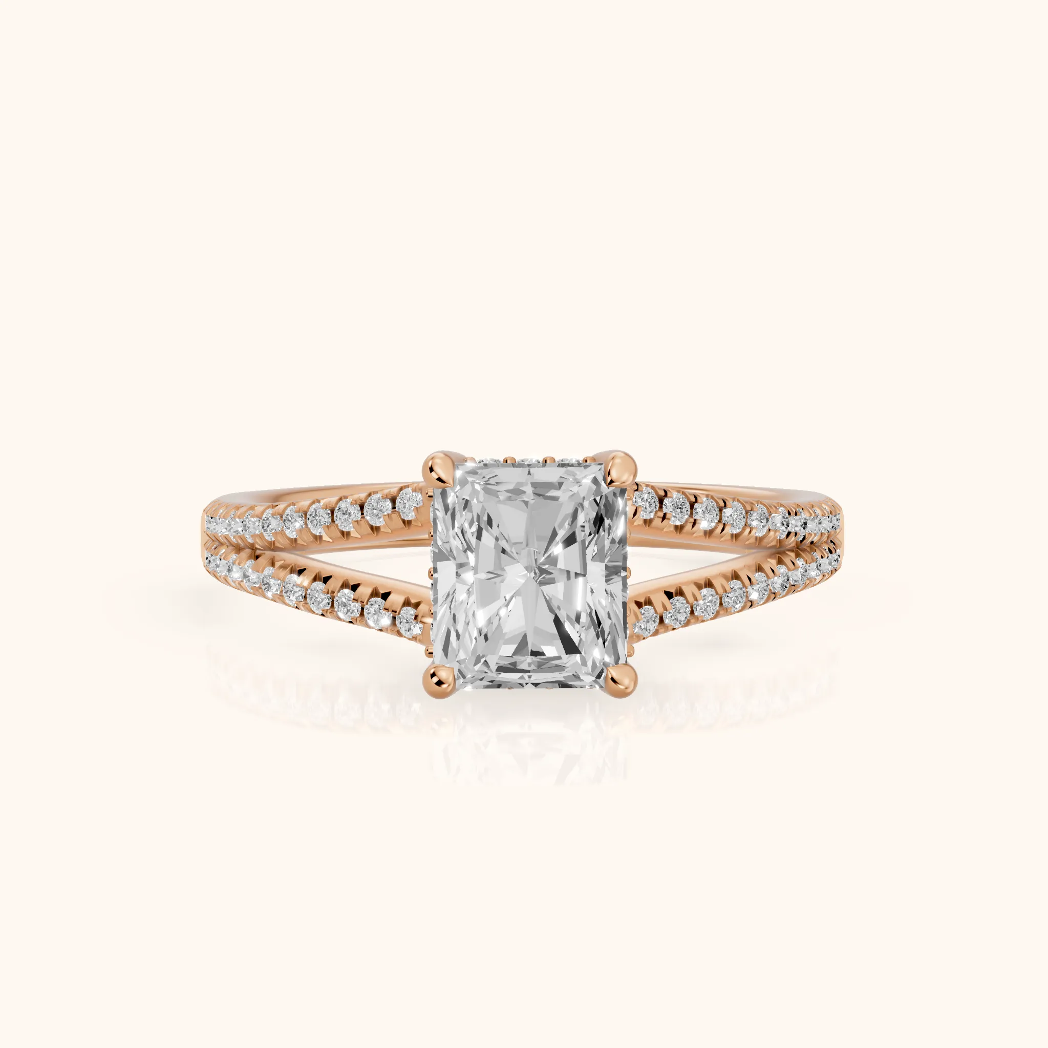 Bague de Fiançailles Solitaire Éternel Diamant Radiant en Or Rose — view 1