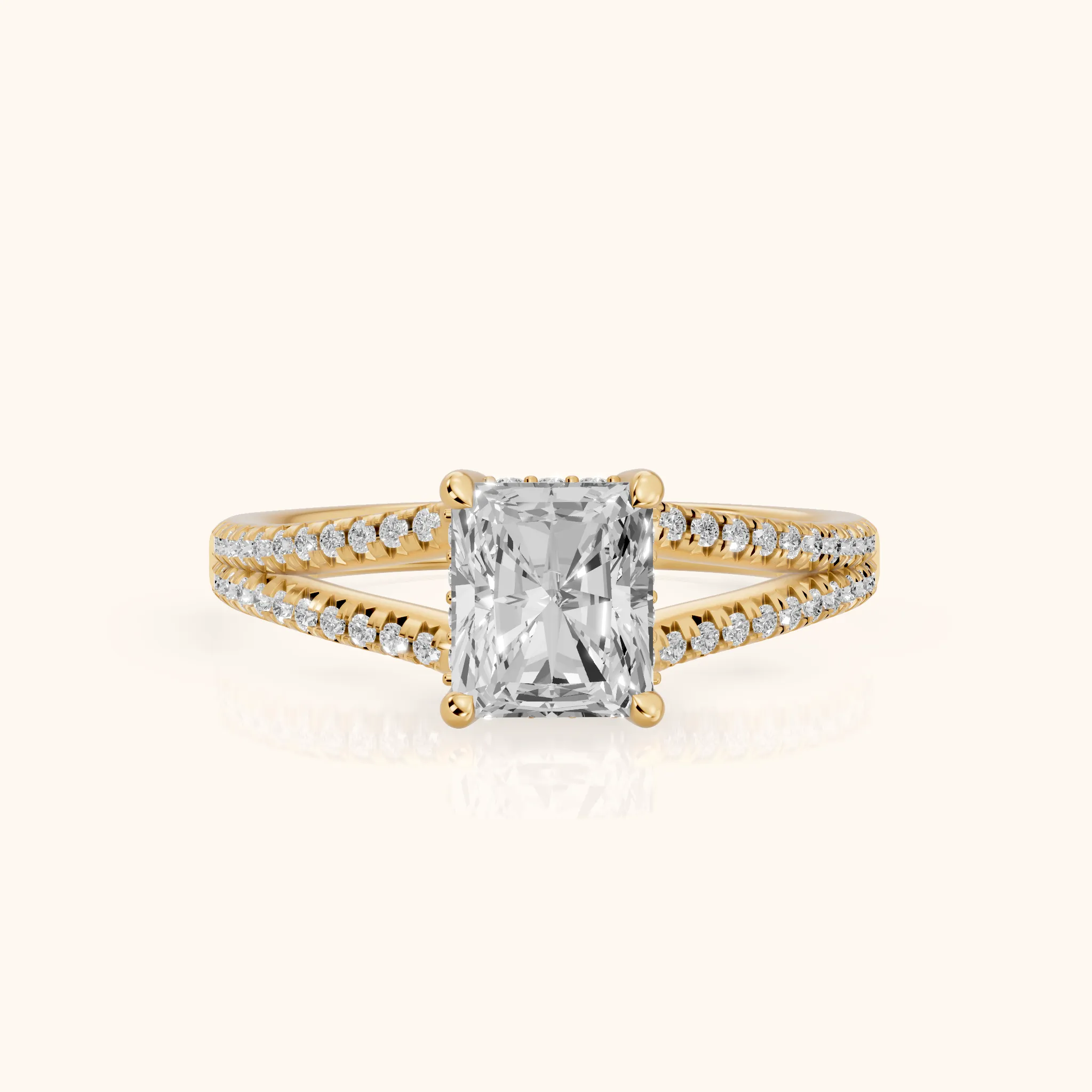 Bague de Fiançailles Solitaire Diamant Radiant "Étreinte Éternelle" en Or Jaune — view 1