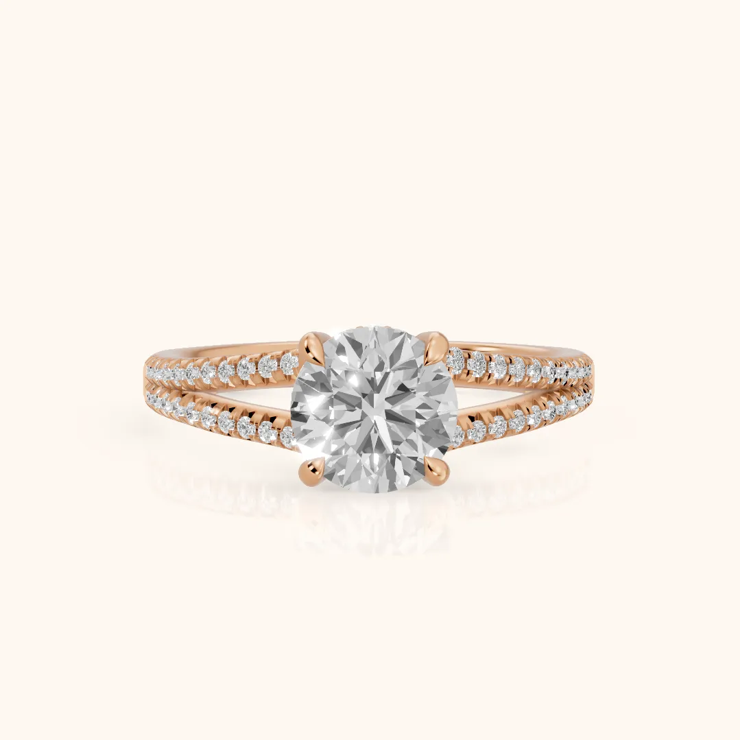 Eternal Embrace Solitaire Round Diamond Engagement Ring in Rose Gold