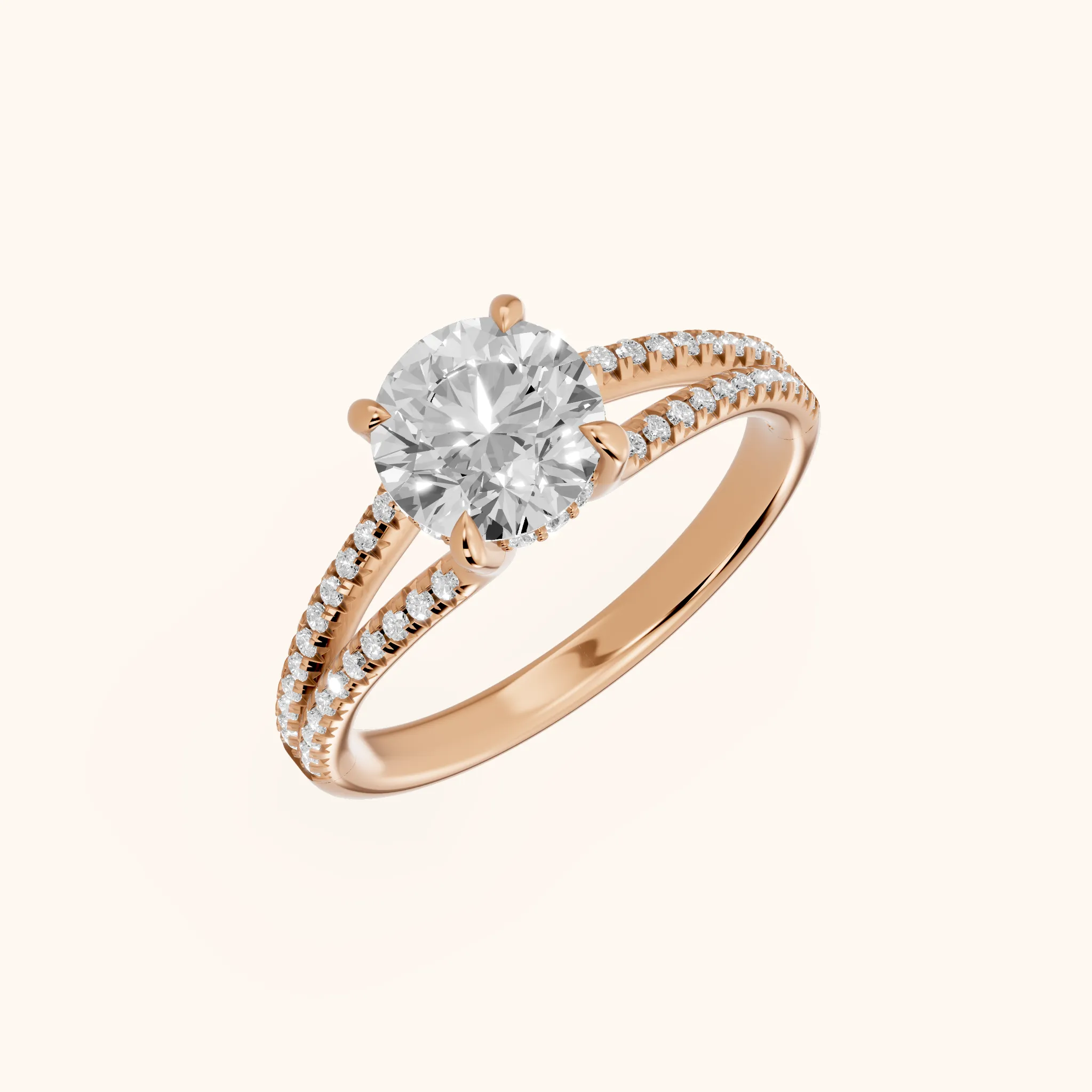 Eternal Embrace Solitaire Round Diamond Engagement Ring in Rose Gold