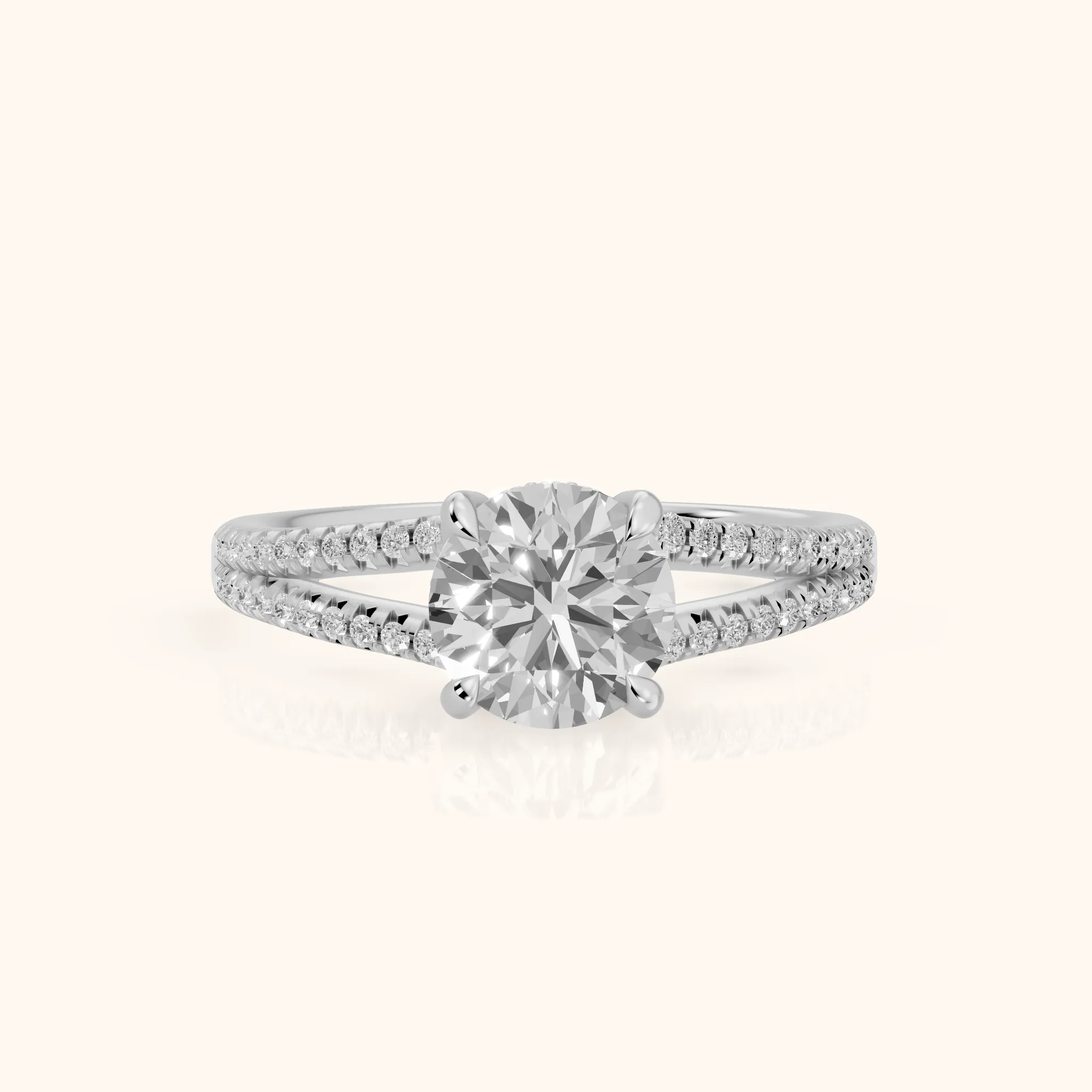 Eternal Embrace Solitaire Round Diamond Engagement Ring in Silver — view 1