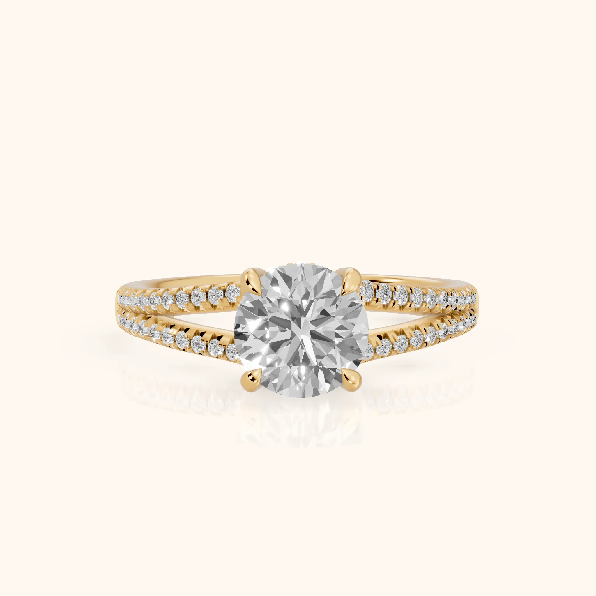 Eternal Embrace Solitaire Round Diamond Engagement Ring in Yellow Gold — view 1