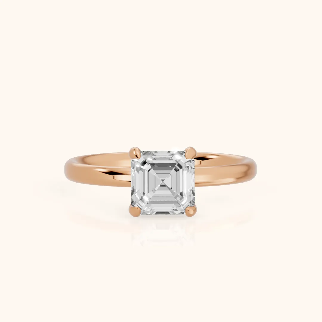 Charlotte Charm Solitaire Asscher Diamond Engagement Ring in Rose Gold