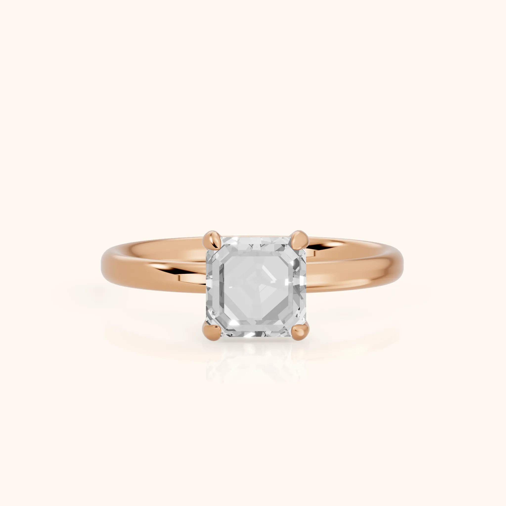 Charlotte Charm Solitaire Asscher Diamond Engagement Ring in Rose Gold — view 1