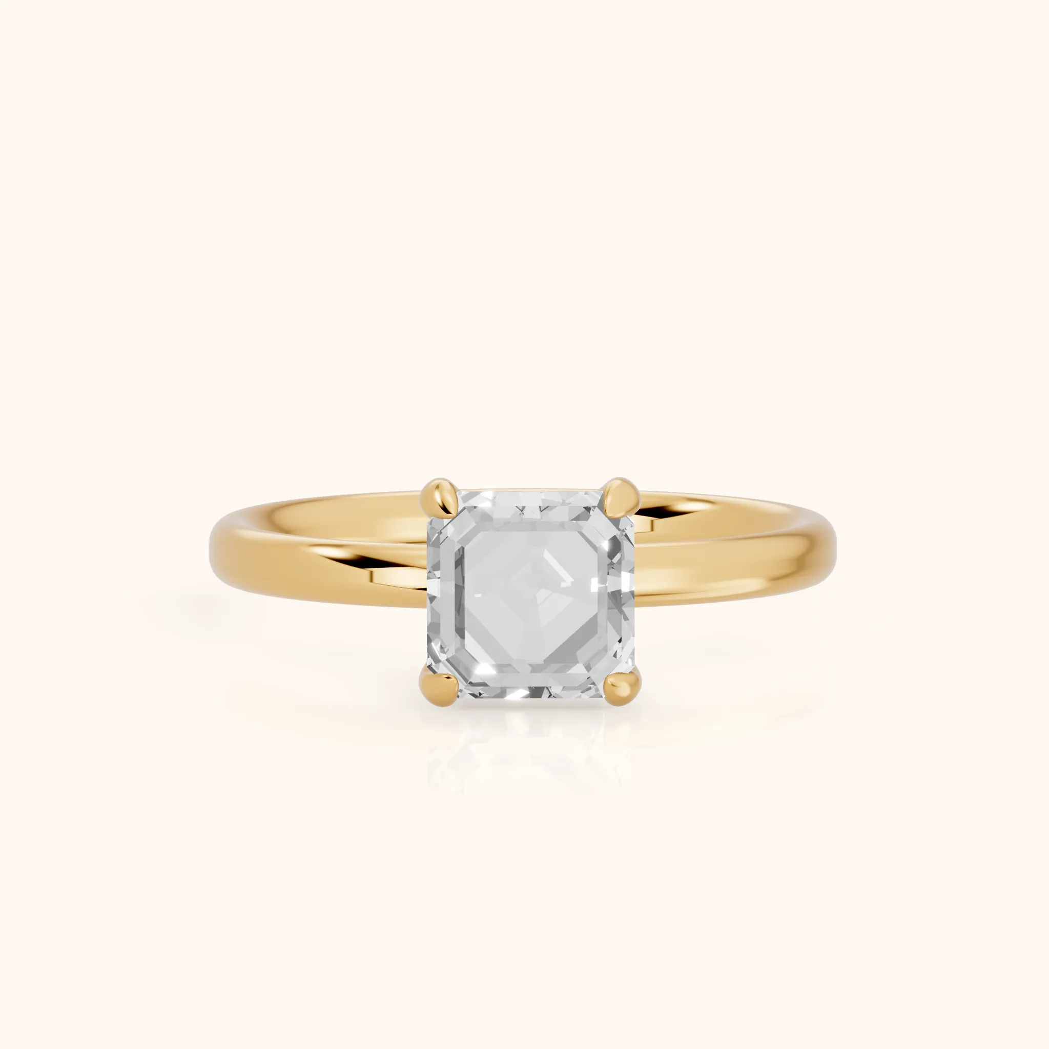 Bague de Fiançailles Solitaire Charlotte Charm Diamant Taille Asscher en Or Jaune — view 1