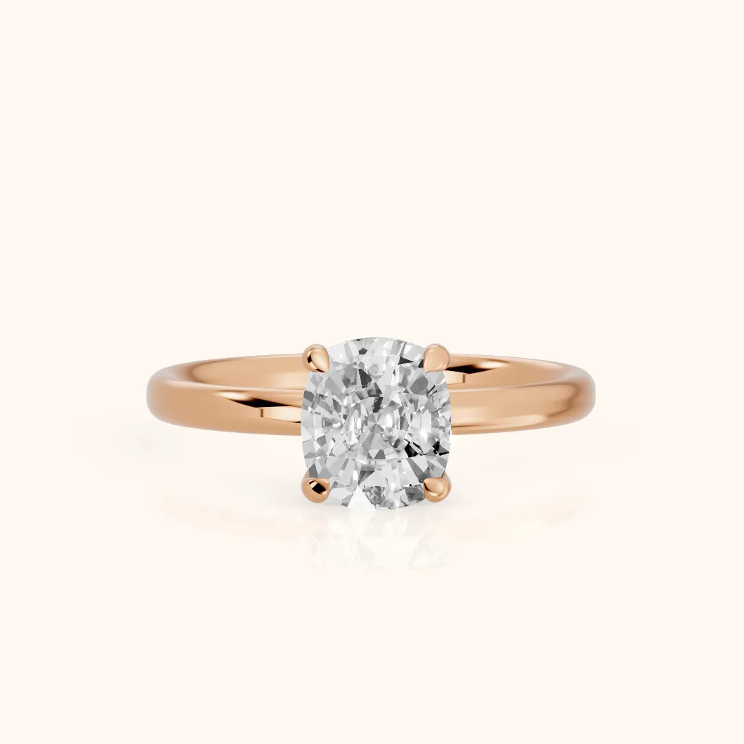 Charlotte Charm Cushion Diamond Solitaire Ring in Rose Gold