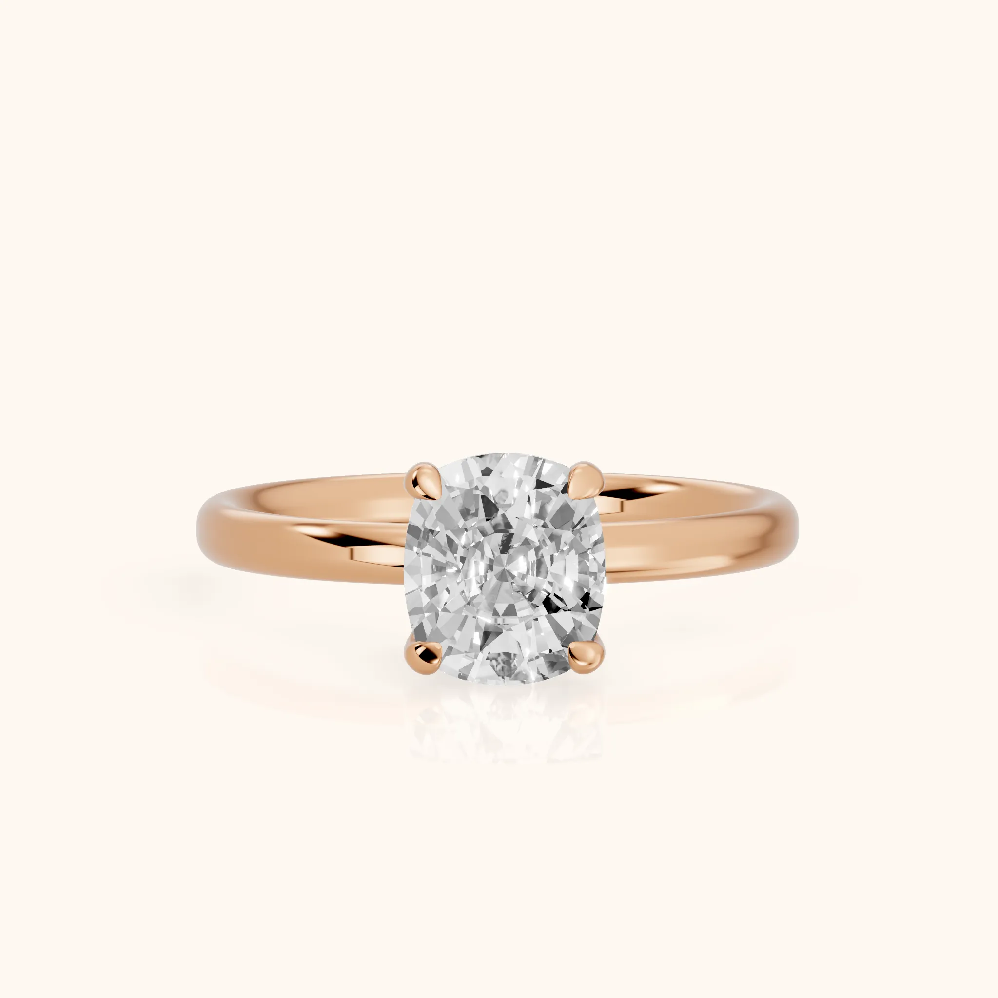 Charlotte Charm Cushion Diamond Solitaire Ring in Rose Gold — view 1
