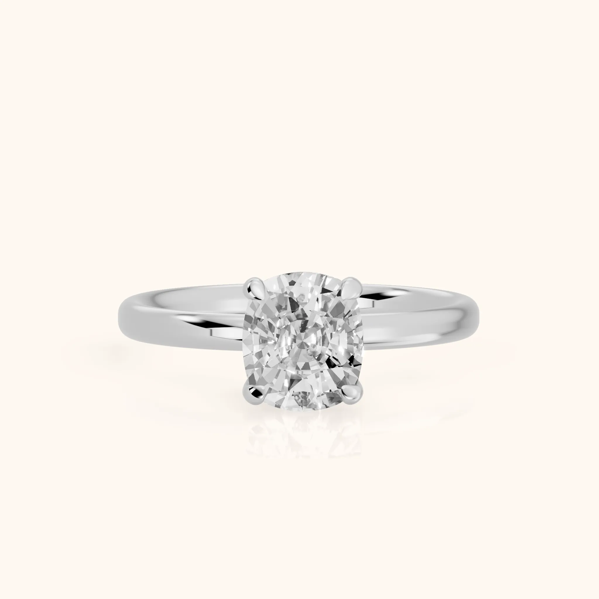 Bague Solitaire Charlotte Charm Cushion en Or Blanc avec Diamant — view 1