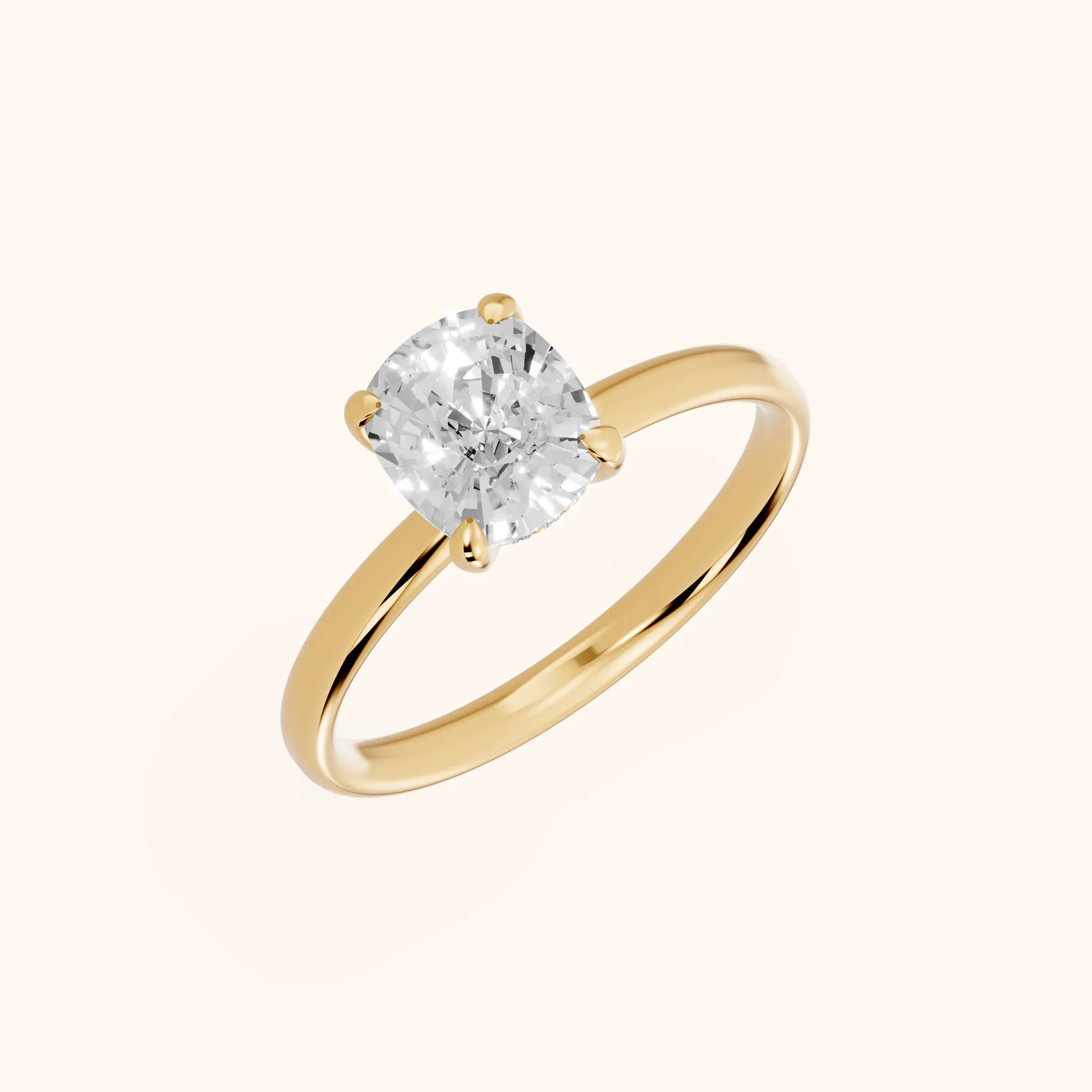 Bague Solitaire Charlotte Charm Cushion en Or Jaune