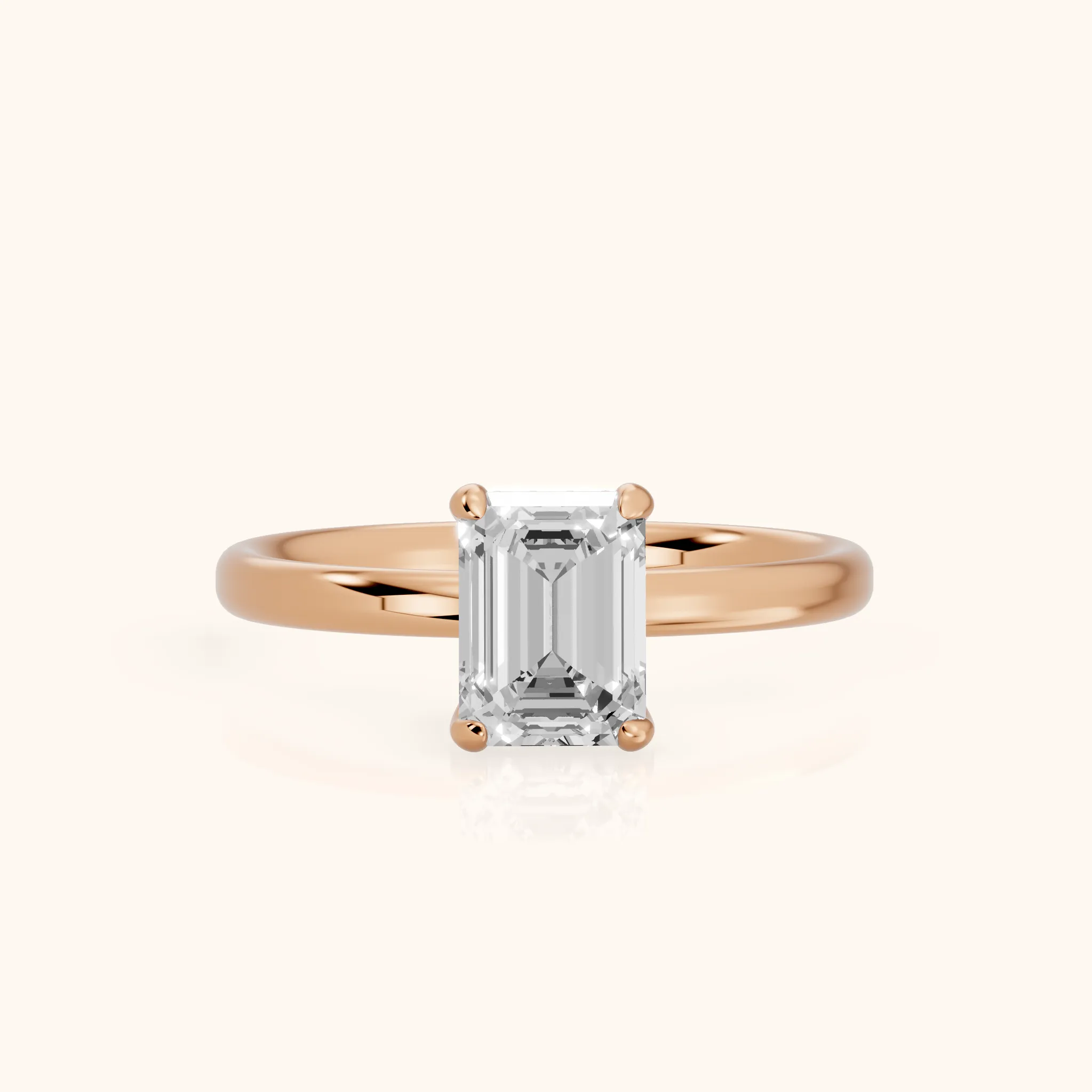 Bague de Fiançailles Charlotte Charm Solitaire Émeraude et Diamants en Or Rose — view 1
