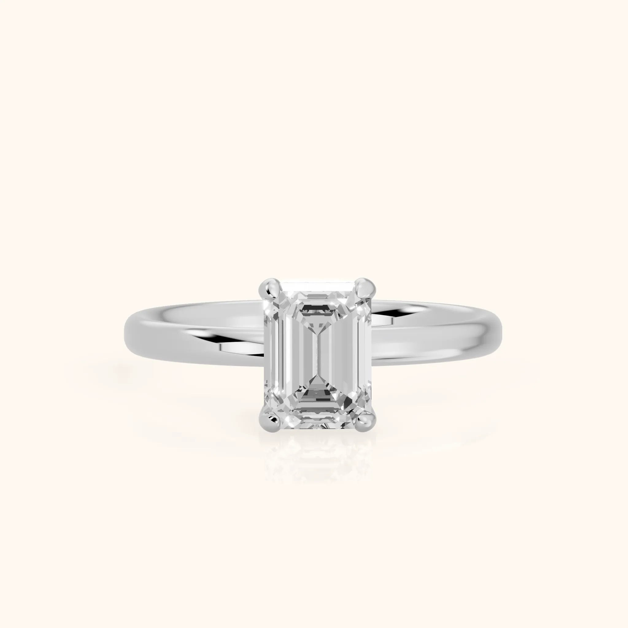 Bague de Fiançailles Charlotte Charm Solitaire Émeraude Diamant en Or Blanc — view 1