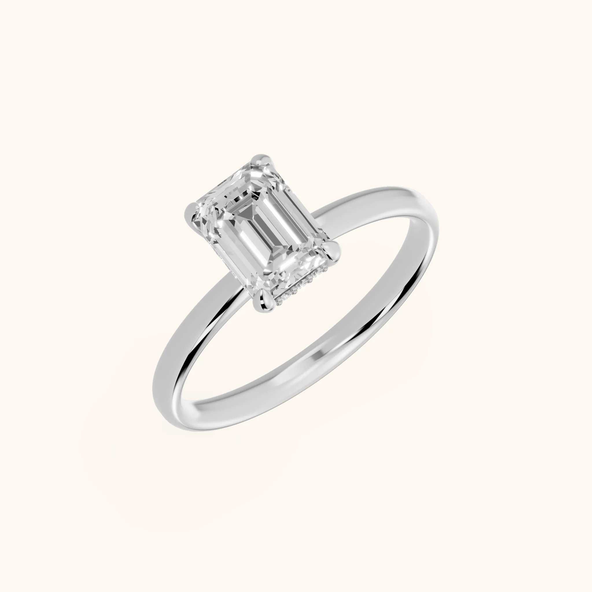 Charlotte Charm Solitaire Emerald Diamond Engagement Ring in White Gold