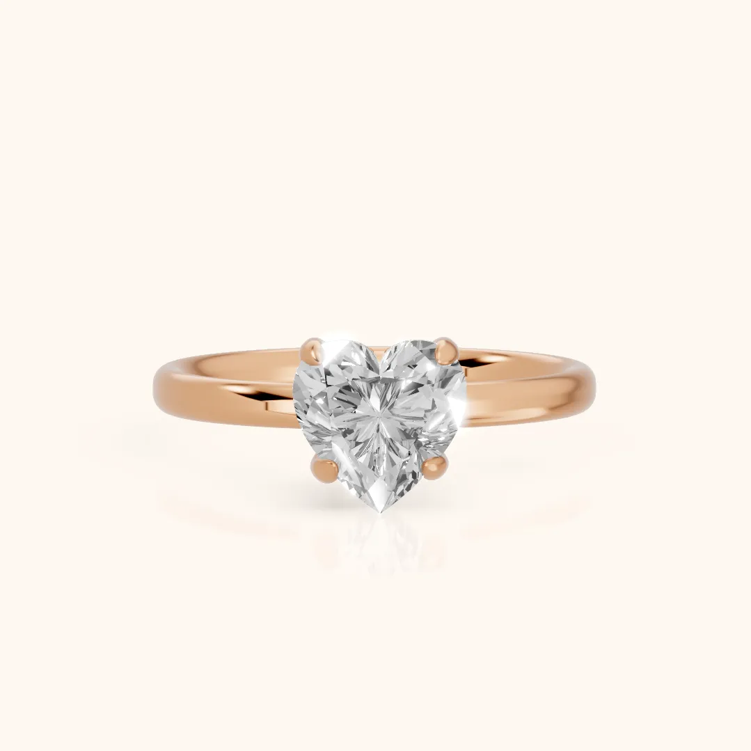 Bague de Fiançailles Charlotte Charm Solitaire Cœur Diamant en Or Rose
