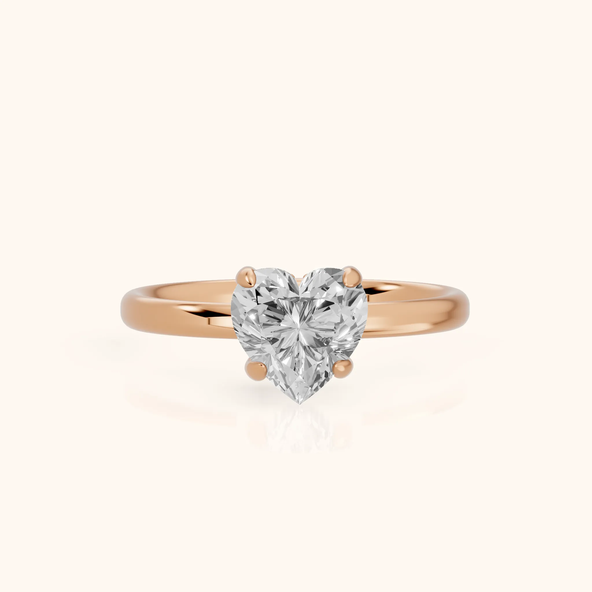 Bague de Fiançailles Charlotte Charm Solitaire Cœur Diamant en Or Rose — view 1
