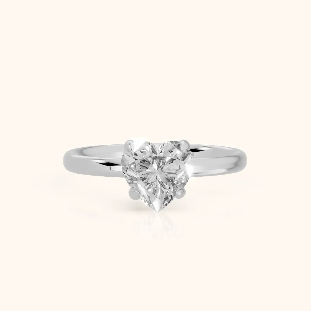 Charlotte Charm Solitaire Heart Diamond Engagement Ring in White Gold
