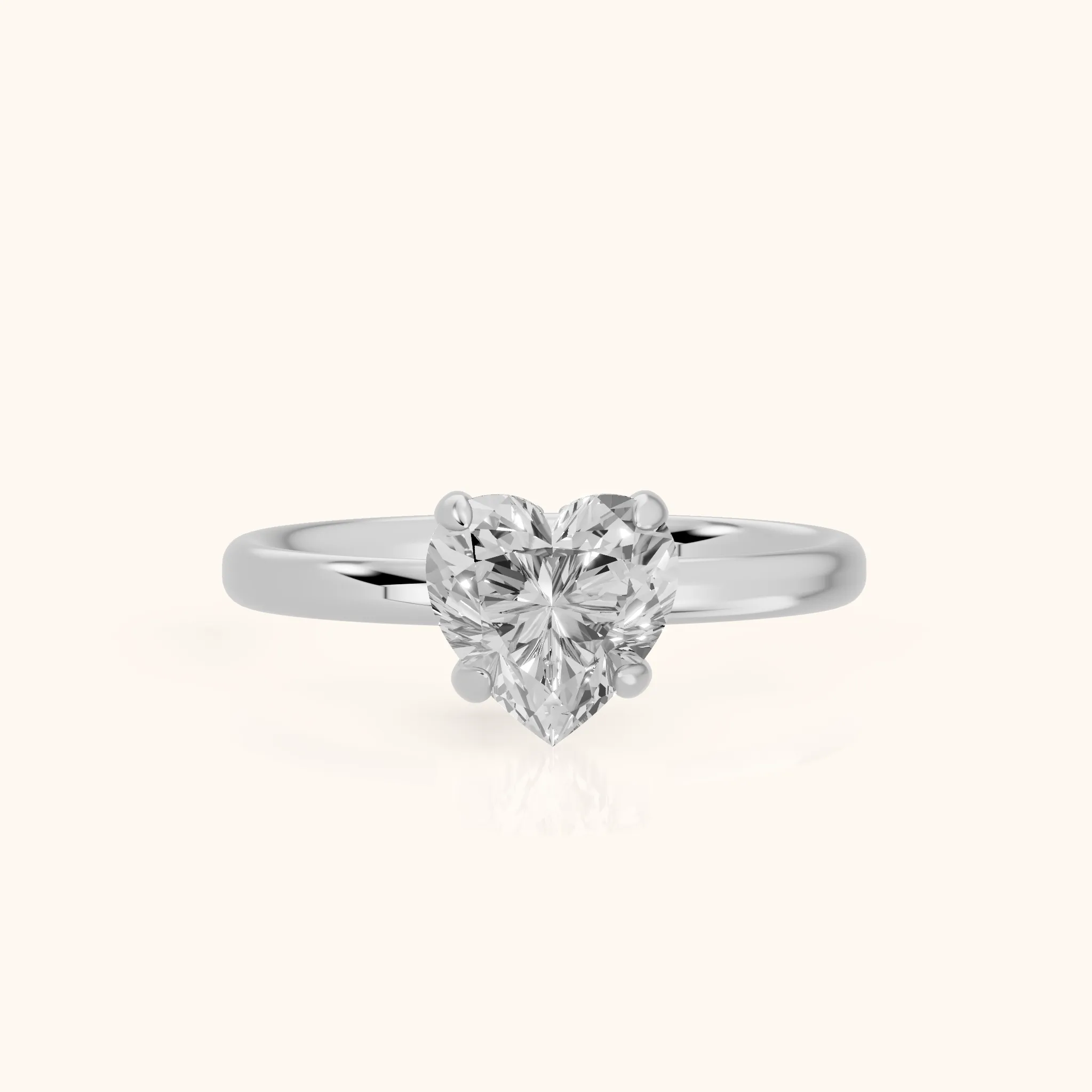Bague de Fiançailles Charlotte Charm Cœur Solitaire Diamant en Or Blanc — view 1