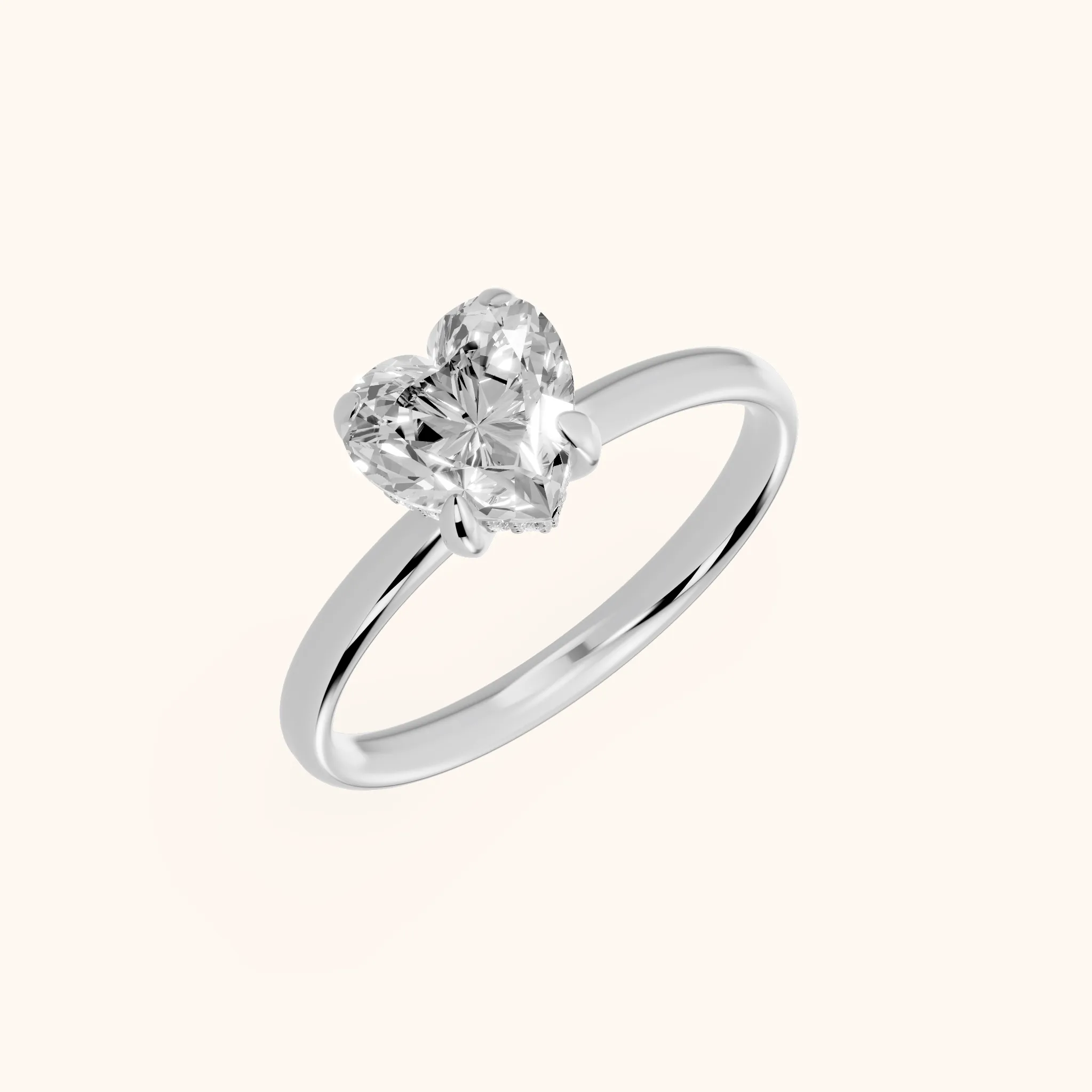 Charlotte Charm Solitaire Heart Diamond Engagement Ring in White Gold
