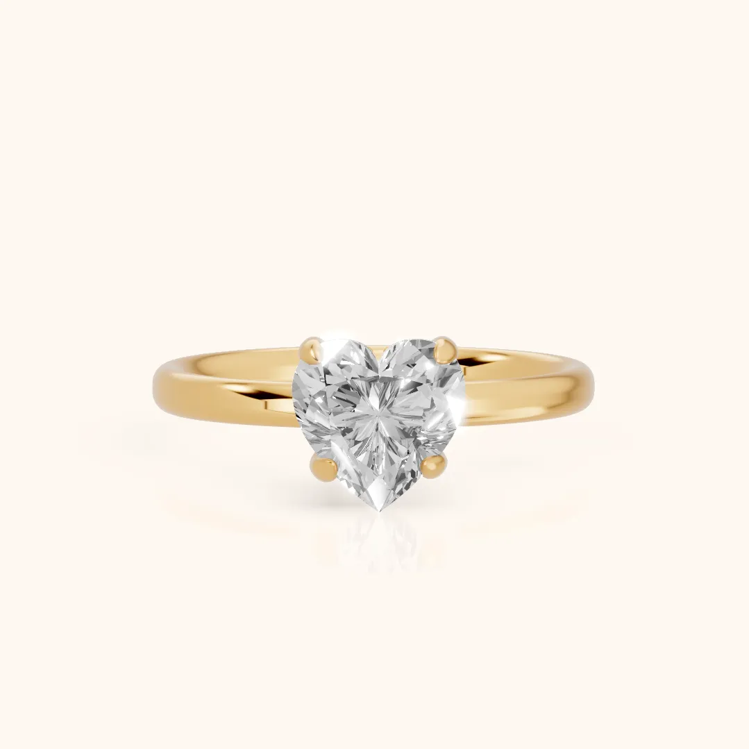 Bague de fiançailles solitaire Charlotte Charm Cœur diamant en or jaune
