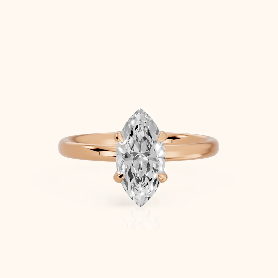 Bague de fiançailles Charlotte Charm Solitaire marquise en or rose