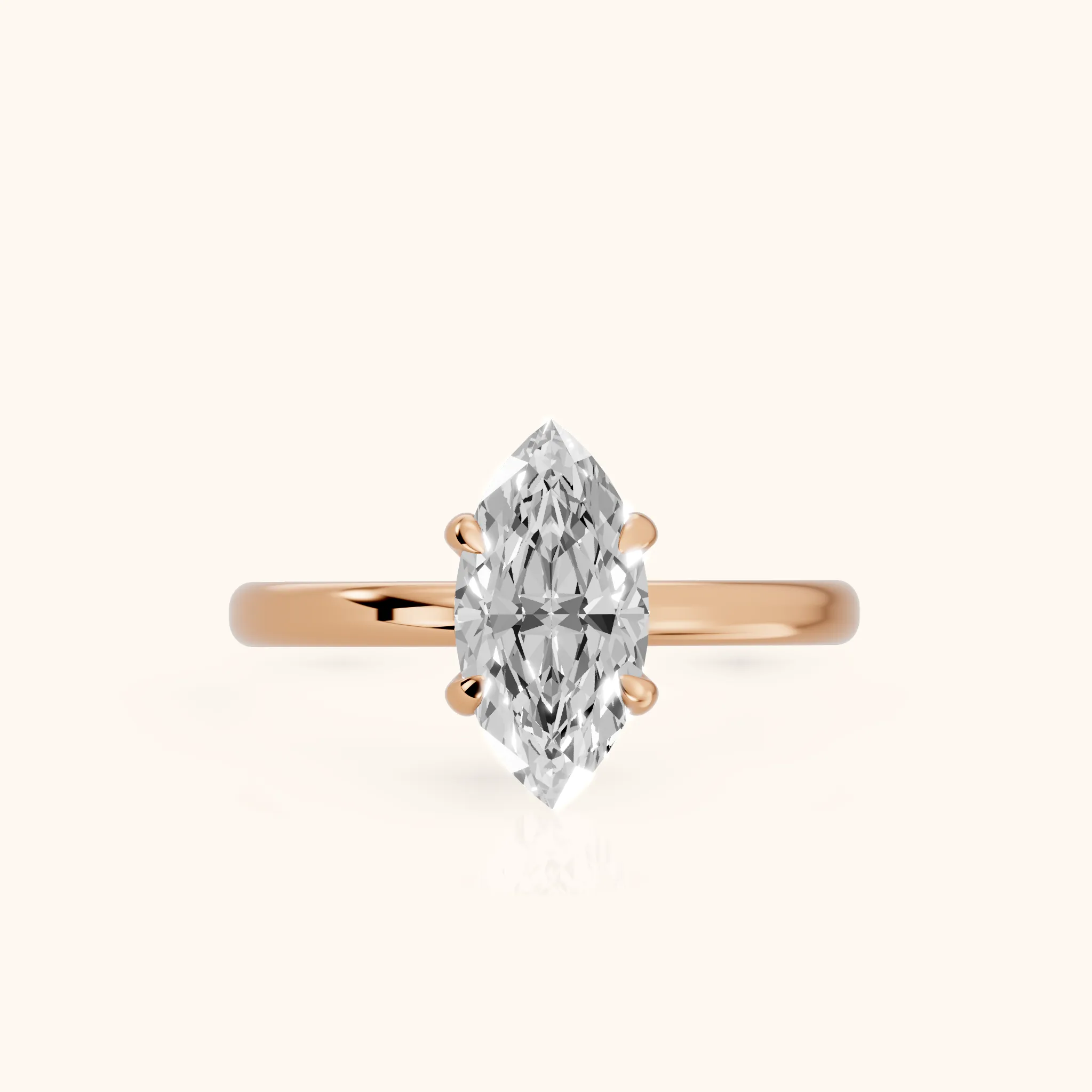 Bague de fiançailles Charlotte Charm Solitaire marquise en or rose — view 1