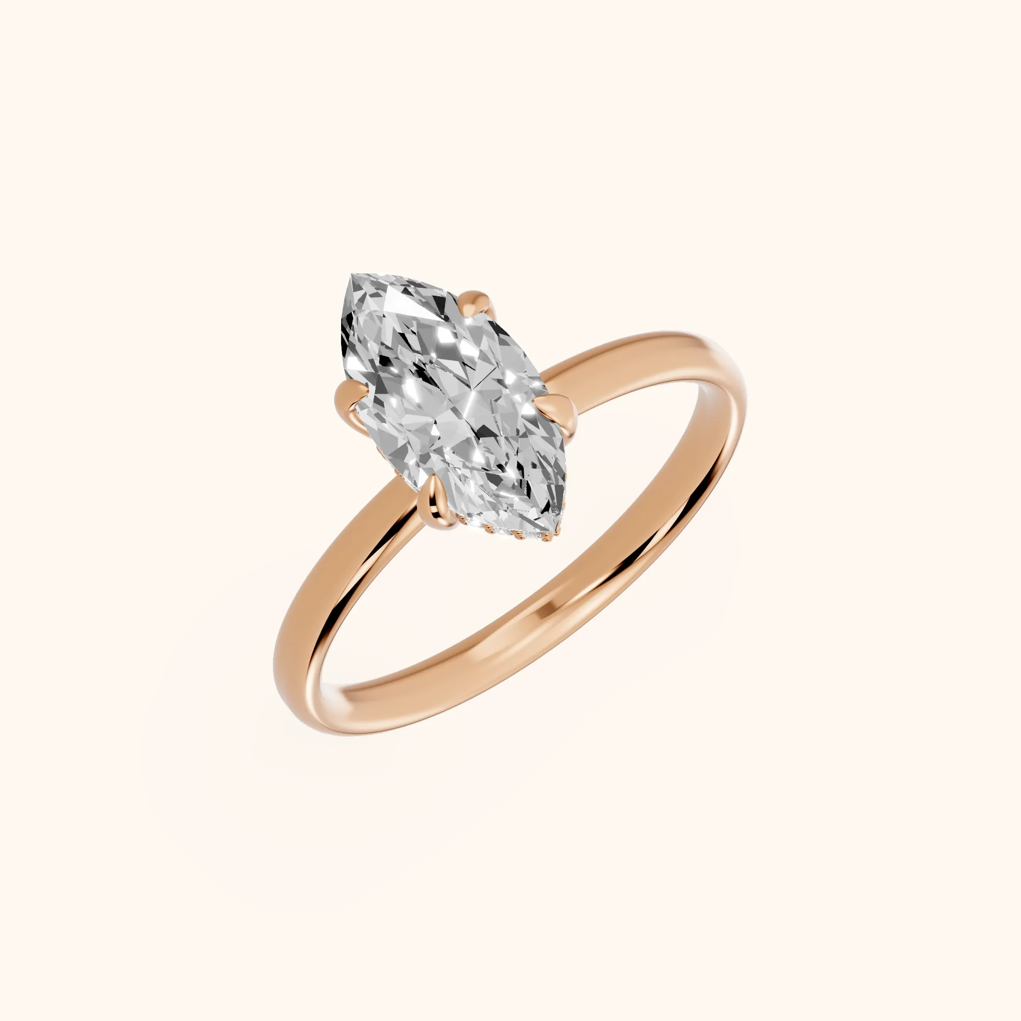 Bague de fiançailles Charlotte Charm Solitaire marquise en or rose