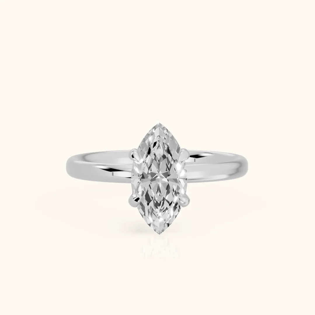 Charlotte Charm Solitaire Marquise Diamond Engagement Ring in Silver