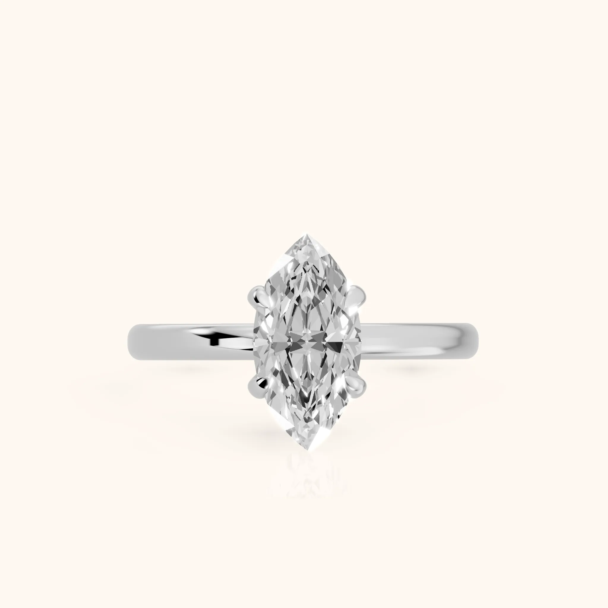Bague de fiançailles Charlotte Charm Solitaire Marquise en or blanc — view 1