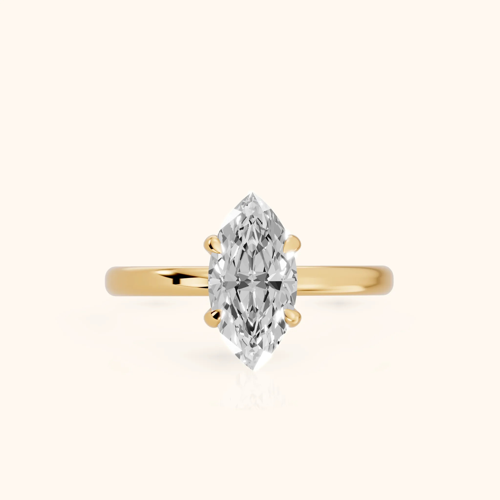 Charlotte Charm Solitaire Marquise Diamond Engagement Ring in Yellow Gold — view 1