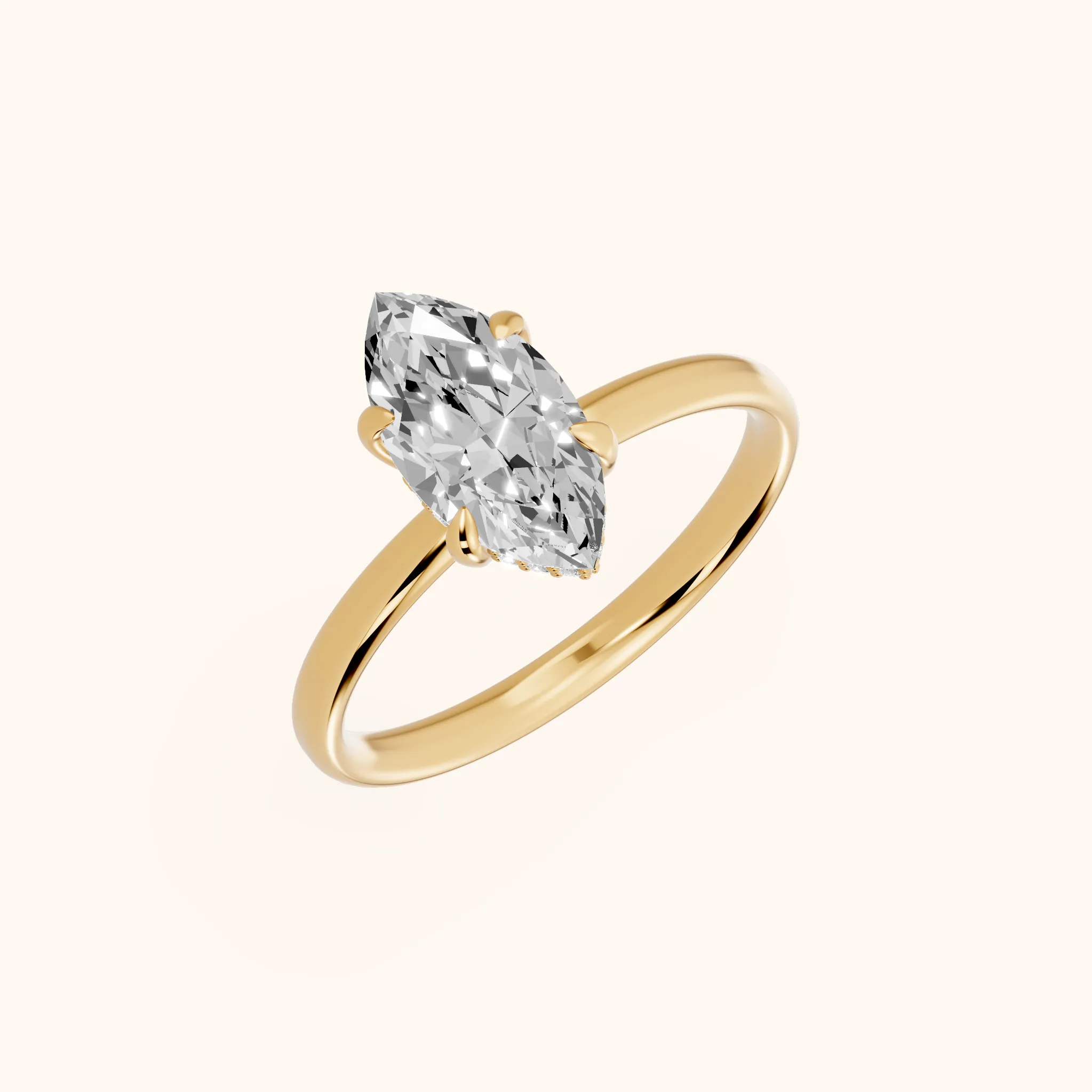 Bague de fiançailles Charlotte Charm Solitaire marquise en or jaune