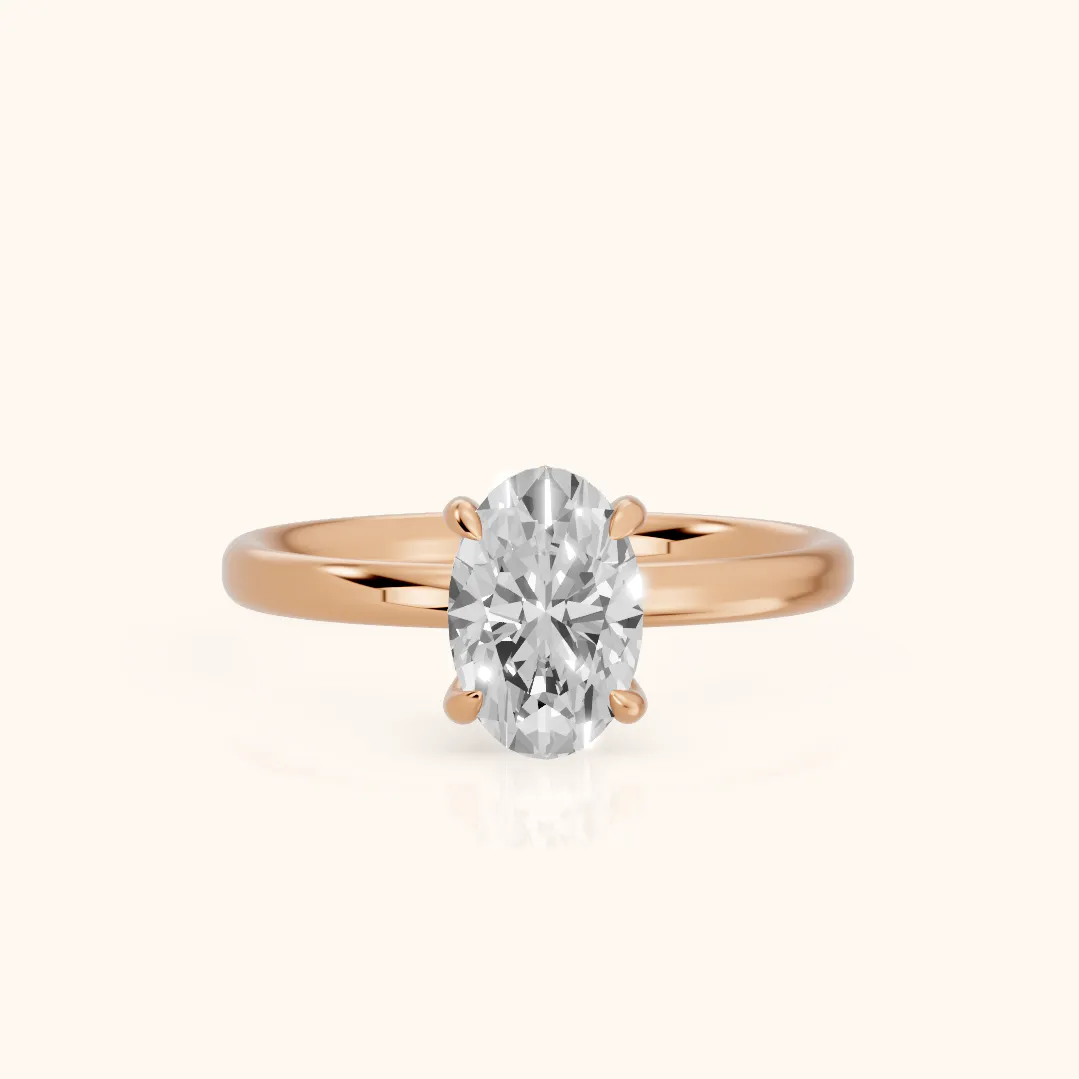 Charlotte Charm Solitaire Oval Diamond Engagement Ring in Rose Gold