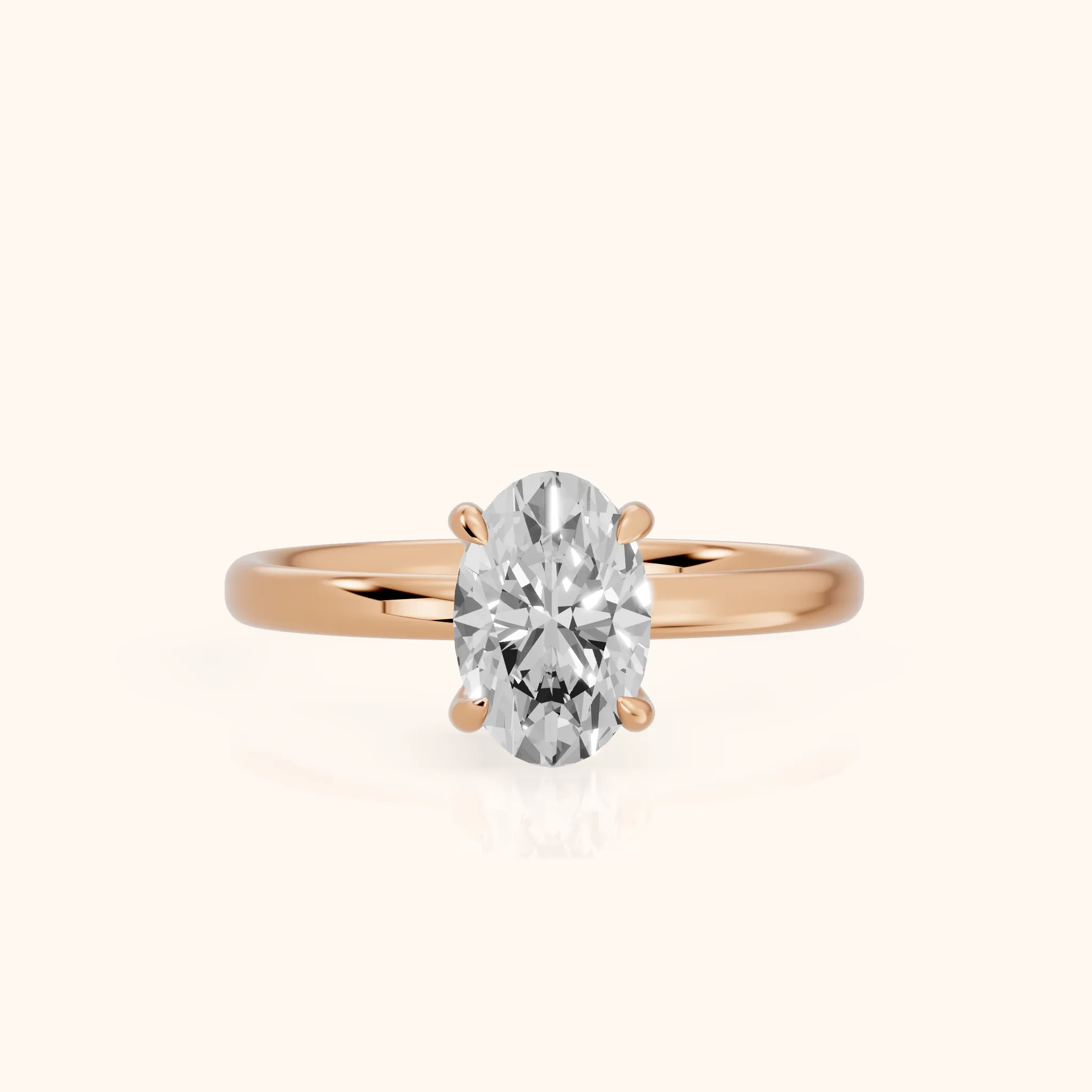 Charlotte Charm Solitaire Oval Diamond Engagement Ring in Rose Gold — view 1