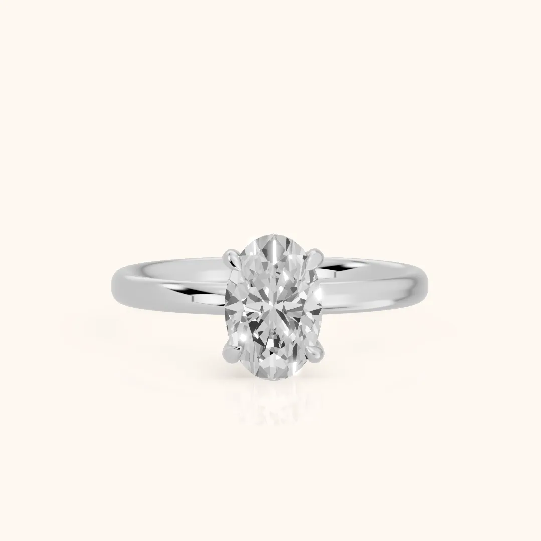 Charlotte Charm Solitaire Oval Diamond Engagement Ring in Silver